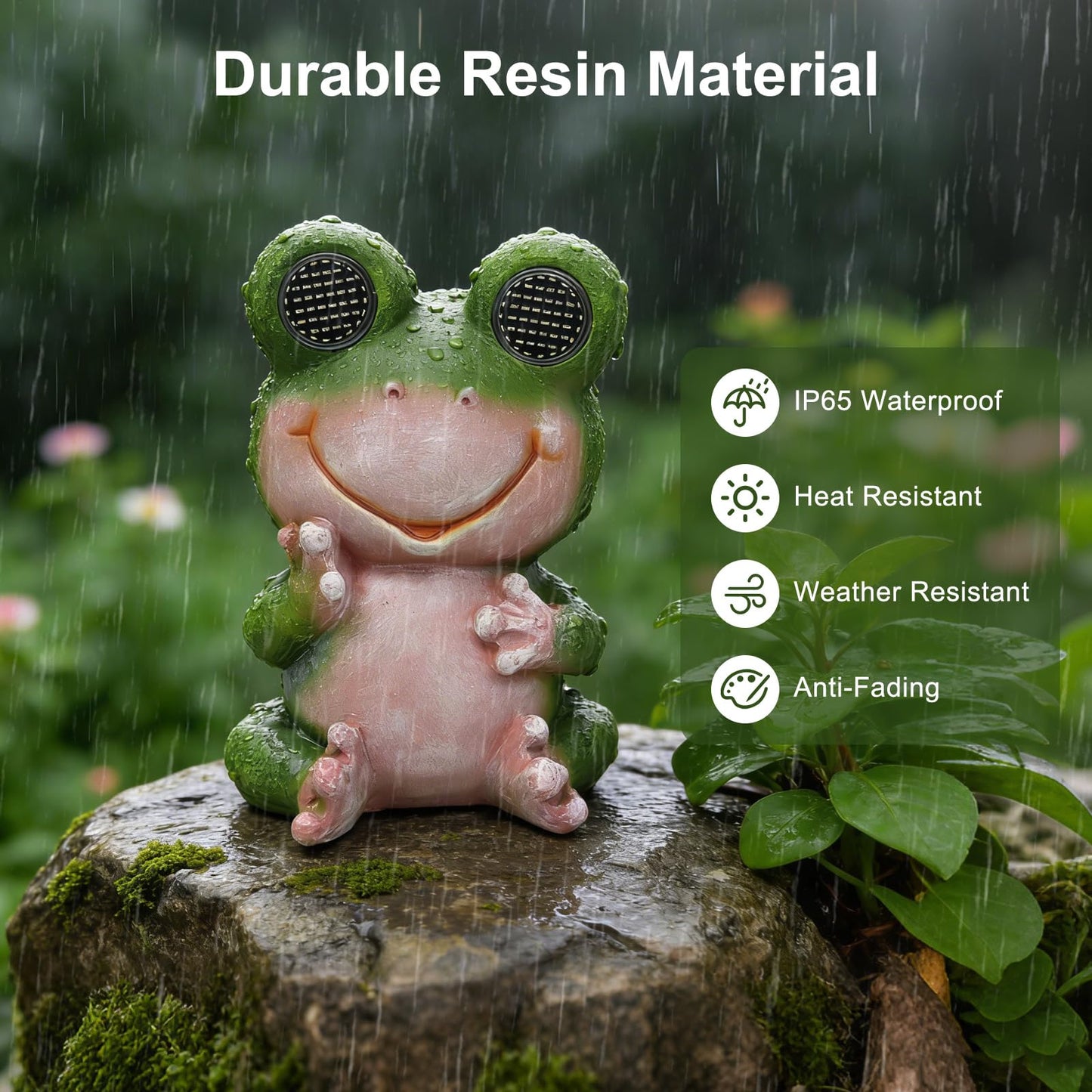 Solar Frog with Umbrella Statue - LED Solar Powered Garden Decor, Auto On/Off Waterproof Resin Outdoor Sculpture for Patio, Yard, Pond, Unique Gardening Gifts for Women & Mom