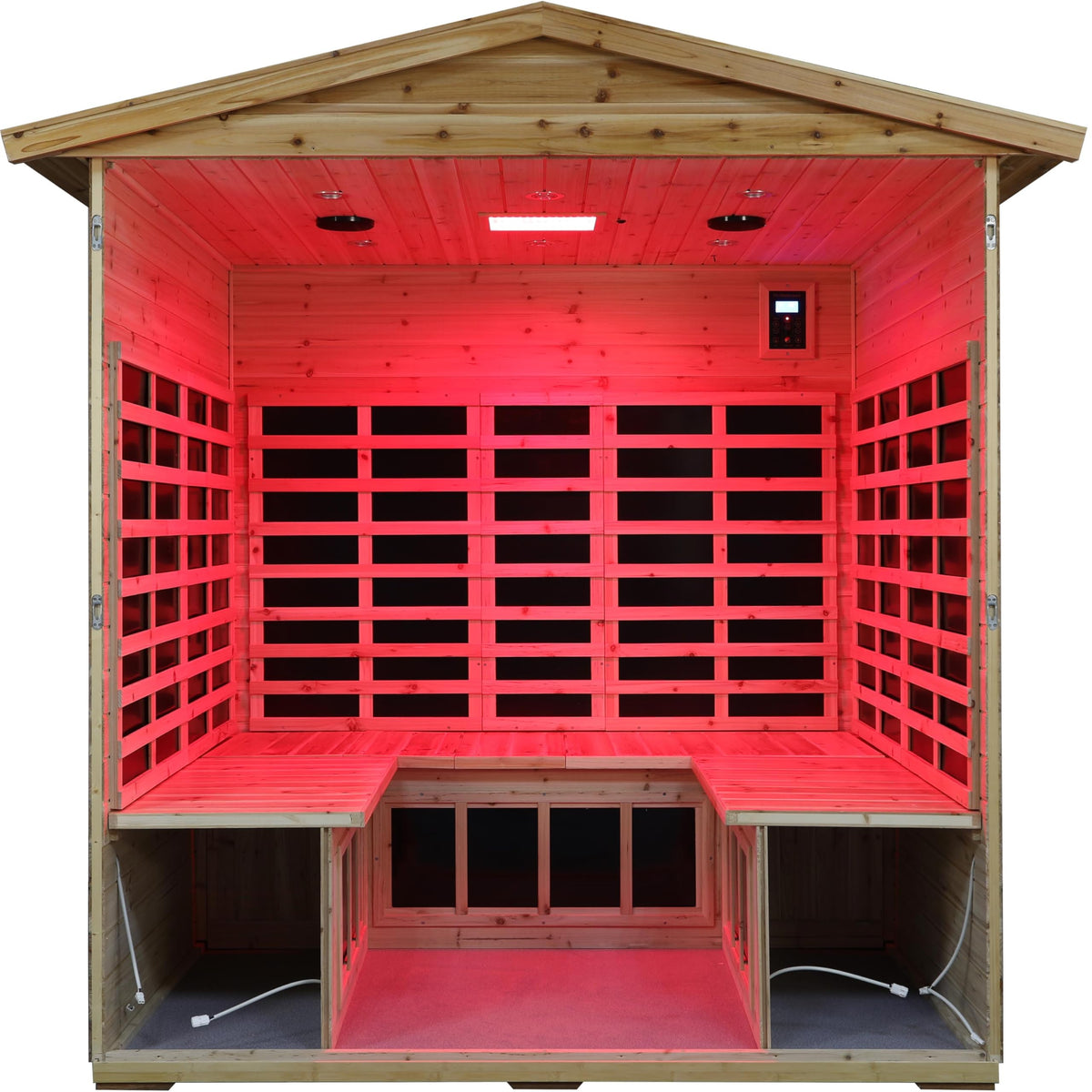 LTCCDSS Ultra-Low EMF Outdoor Infrared Sauna 2 Person, Composite Wood Far Infrared Sauna for Home, EMF 0.1-1mG, Bluetooth & Chromotherapy