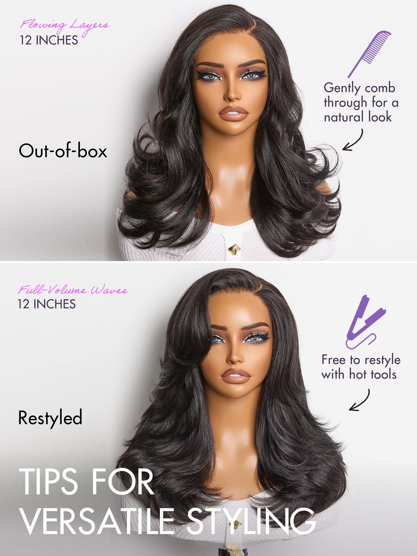 LUVME HAIR 12" Curly Bob Glueless with Blonde Highlights Wigs Human Hair | Without Spray Wigs Pre Plucked Pre Cut Undetectable HD Lace No-Glue Need Protective Wig Short Ready to Go Wig 180 Density