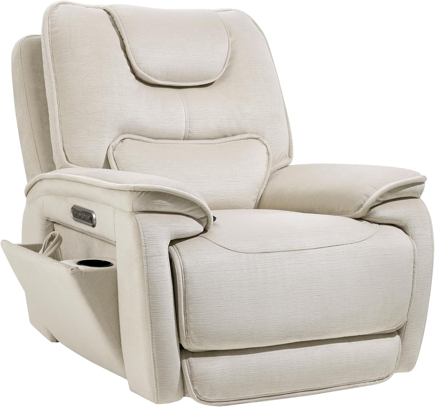 EONIX Triple Motor Lay Flat Zero Gravity Power Recliner, Cream White | Adjustable Headrest, Infinite Position, Lay Flat, USB Ports, 3.9" Footrest, Cup Holder, Living Room