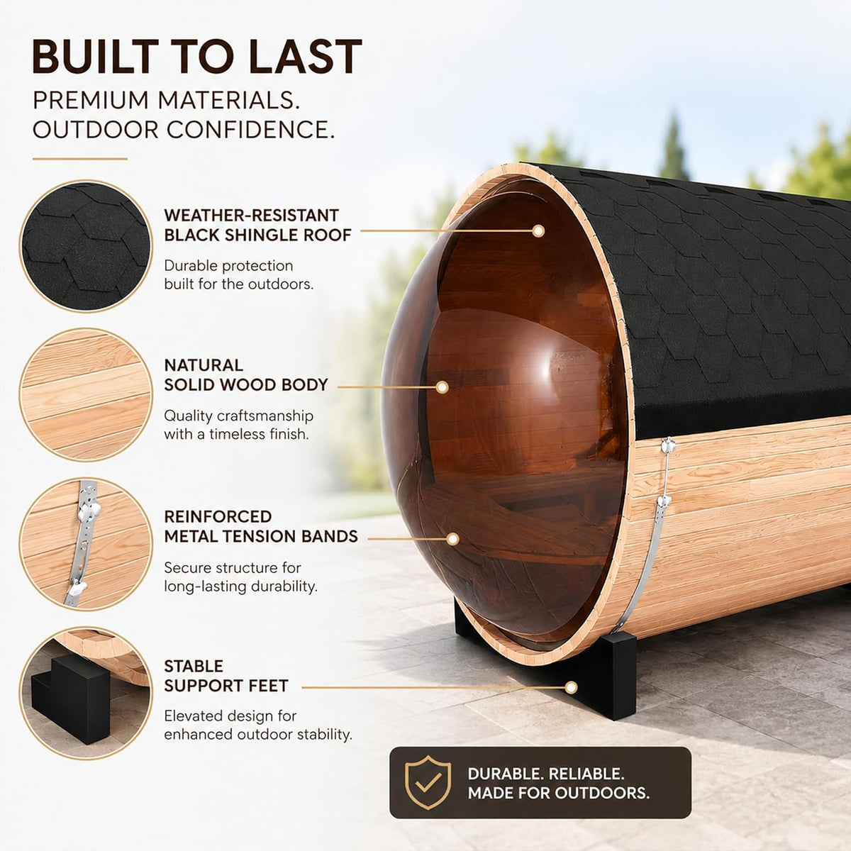 Panoramic Outdoor Sauna,Canadian Cedar 4-6 Person Steam Saunas