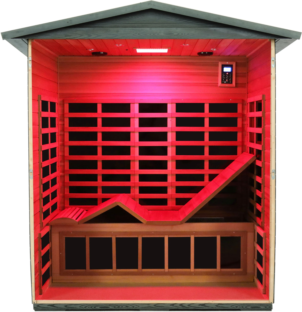 LTCCDSS Ultra-Low EMF Outdoor Infrared Sauna 2 Person, Composite Wood Far Infrared Sauna for Home, EMF 0.1-1mG, Bluetooth & Chromotherapy