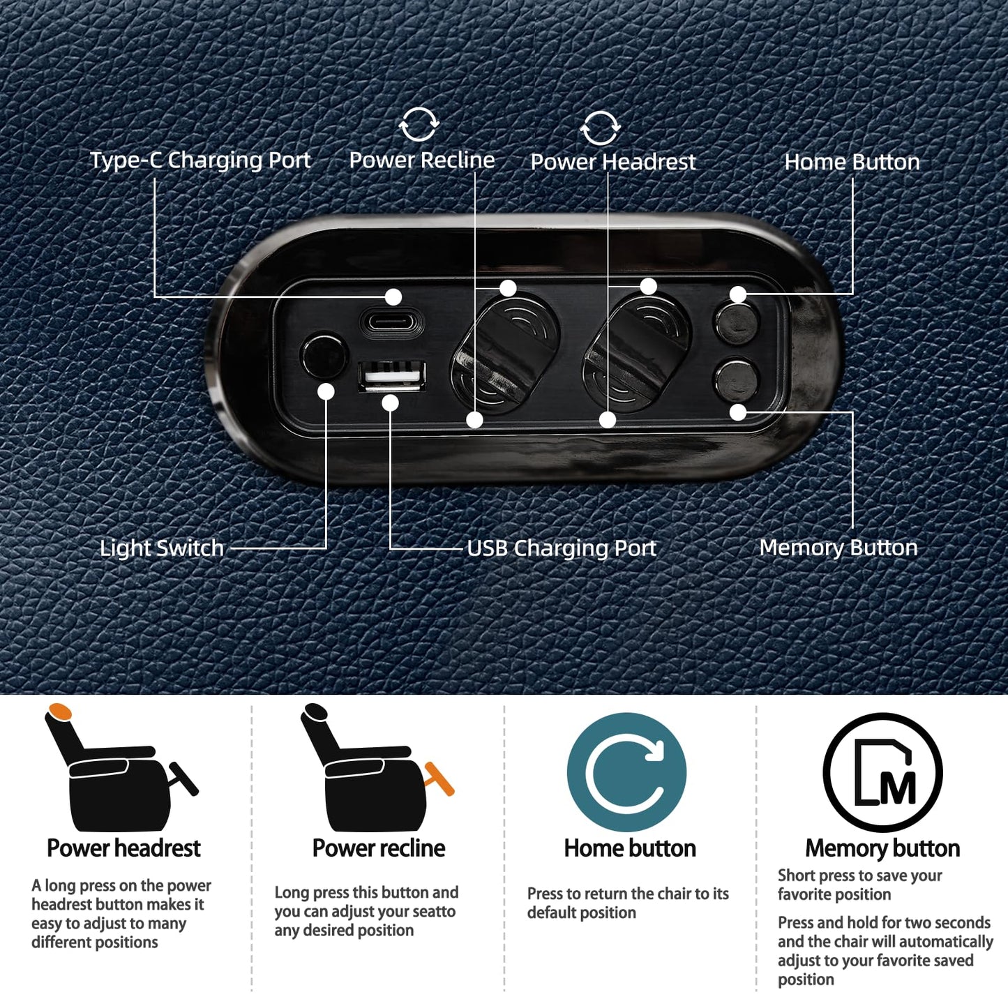 comfiroom Top-Grain Leather Home Theater Seating, Dual-Motor Power Recliner | Classic Series Black Zero Gravity Motorized Theater Chair with USB-C Charging, Adjustable Headrest, Tray Table, Row of 1