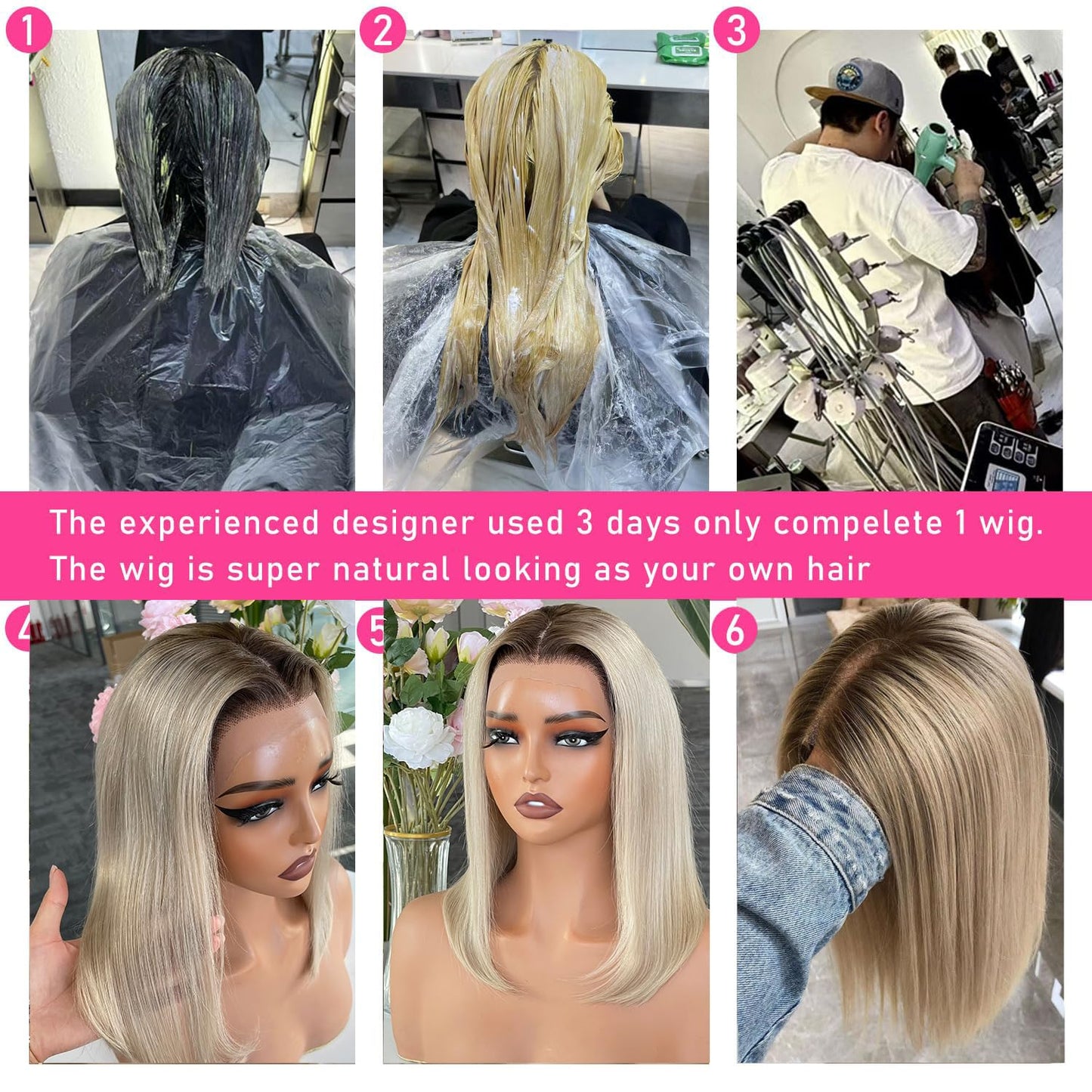 Ash Blonde Wig Human Hair 13x4 Glueless Lace Front Bob Wig 12" | 220% Density Double Drawn 15A Remy Brazilian Human Hair Wig Soft & Full Wear Go HD Pre cut Lace Pre plucked Natural Hairline