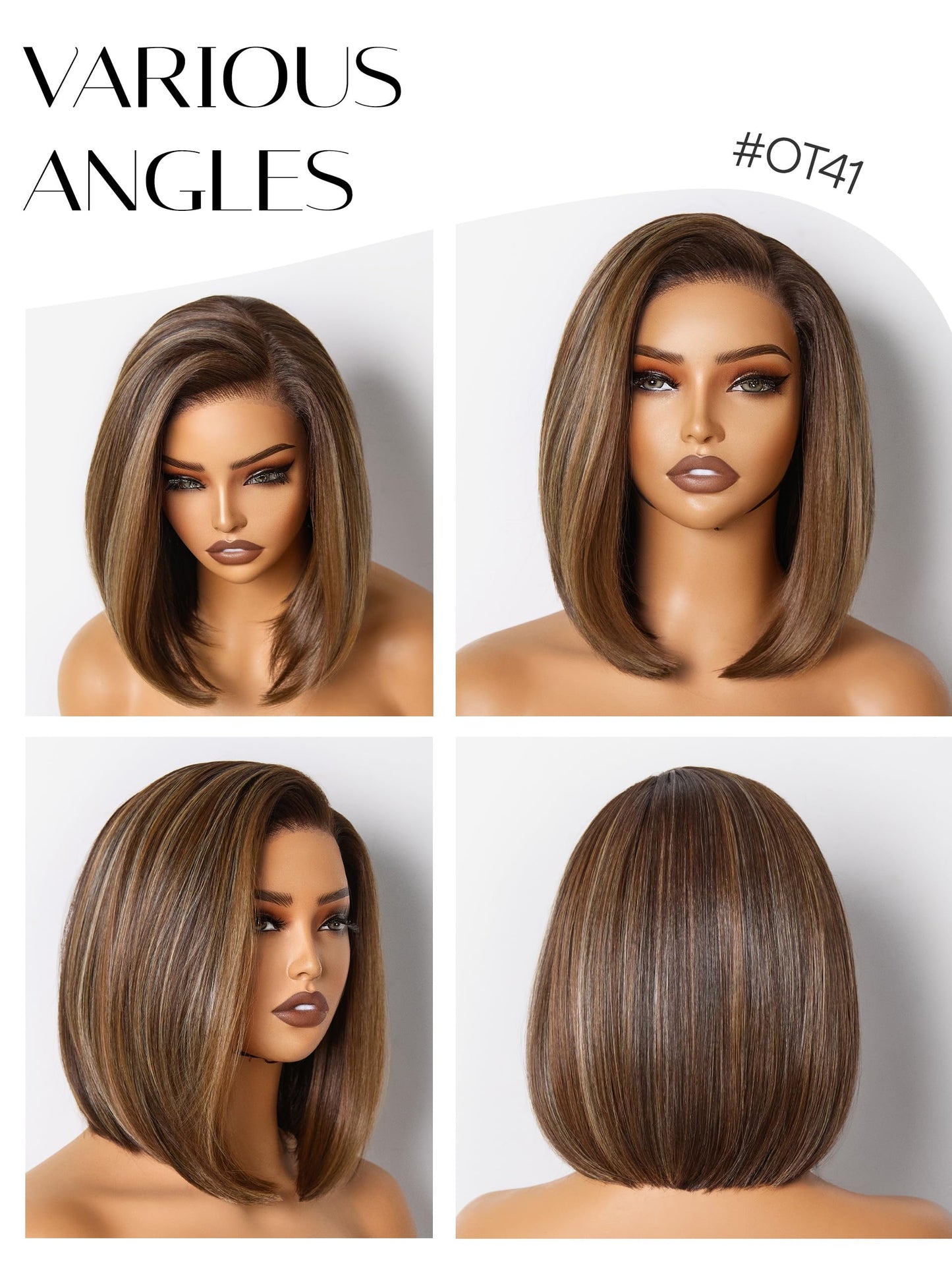 GORGIUS Blonde Bob Wig with Highlights Glueless Straight Short Synthetic Lace Front Wigs For Women Pre Cut Pre Plucked Side Part Hairline 12 Inch