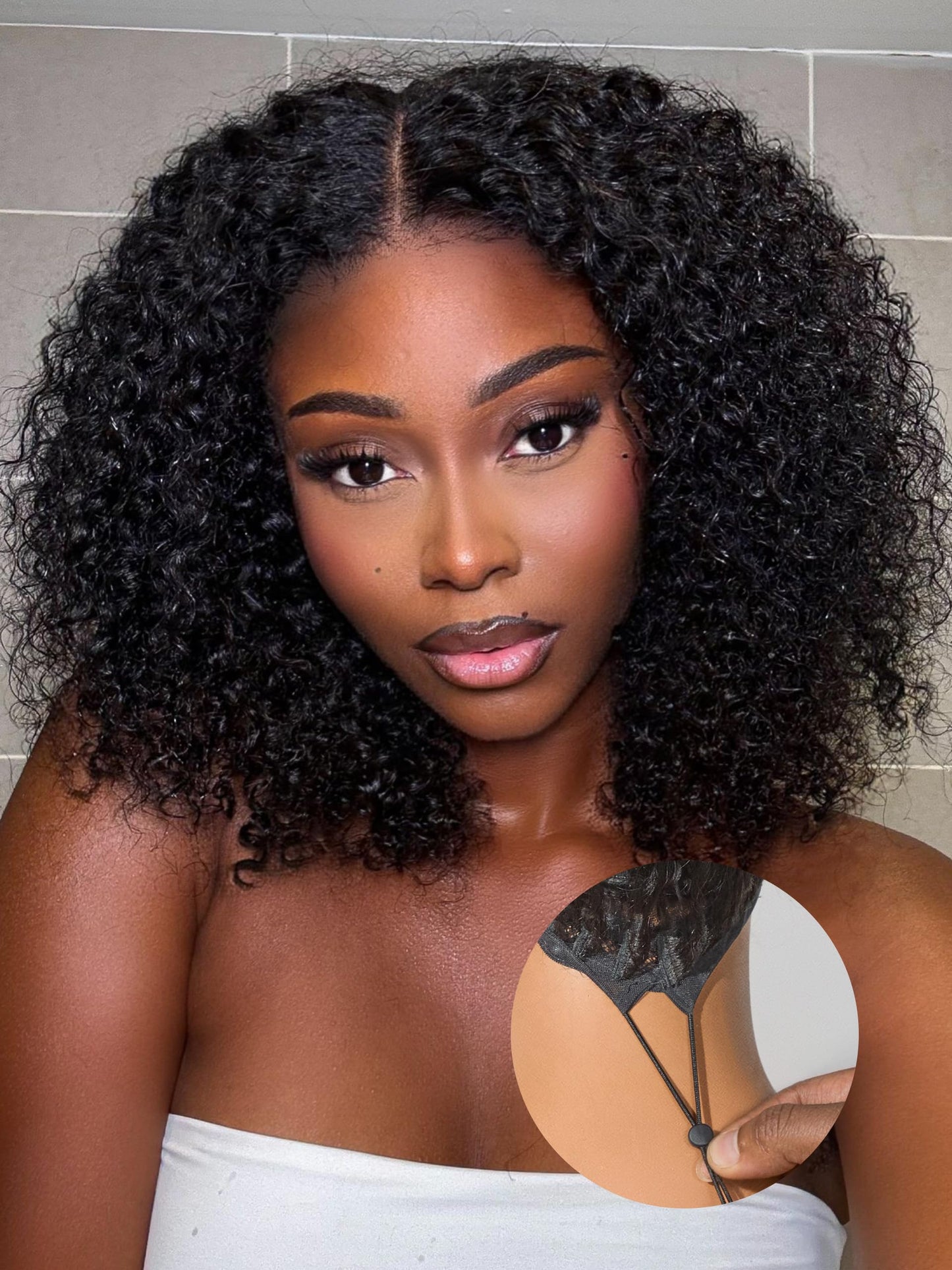 LUVME HAIR 12" Curly Bob Glueless with Blonde Highlights Wigs Human Hair | Without Spray Wigs Pre Plucked Pre Cut Undetectable HD Lace No-Glue Need Protective Wig Short Ready to Go Wig 180 Density