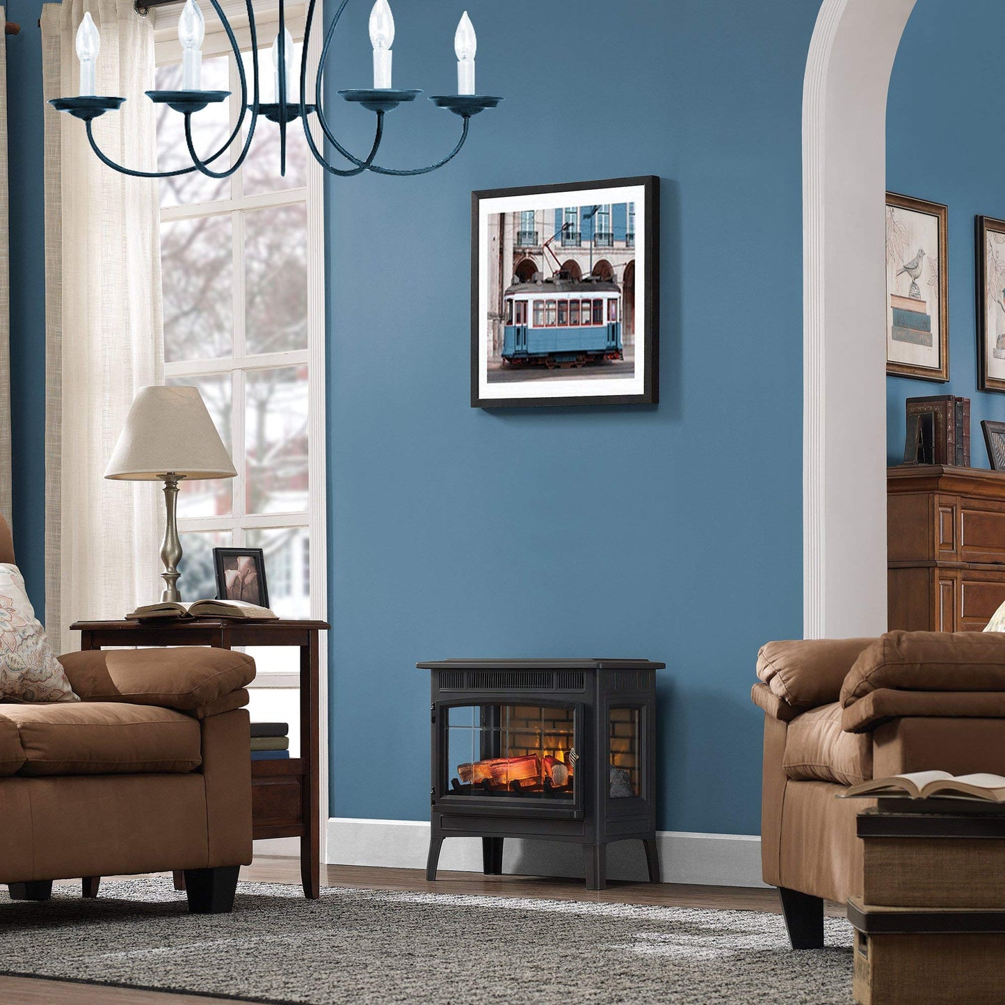 duraflame Freestanding Electric Fireplace Stove Heater with 3D Flame Effect for 1,000 Sq. Ft, Bronze