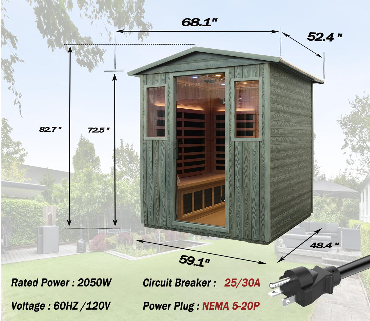 LTCCDSS Full Spectrum Outdoor Sauna 4 Person, Far Infrared, Low EMF, Chromotherapy & Bluetooth