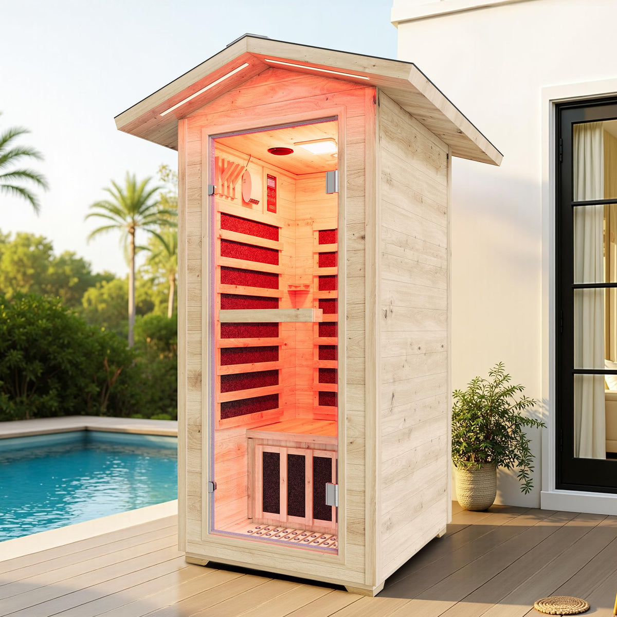 Albott 4 Person Infrared Sauna with 7-Color Light Therapy, Low EMF 2145W