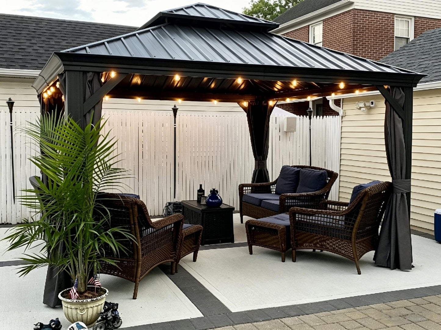 PURPLE LEAF Large Gazebo 12' X 24' with Galvanized Steel, Gray | 4.7" Thick Post, Built in Drainage, Windproof Cool Breeze, Snowproof & Rustproof, 260 GSM Textilene Netting, Fit Any Yard