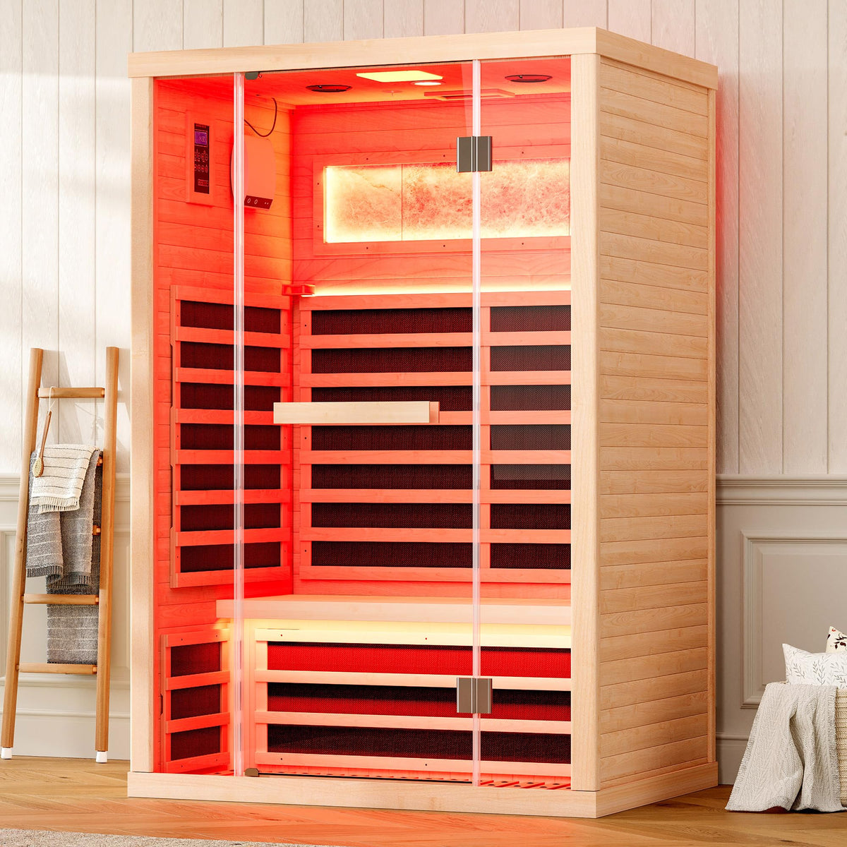 Albott 4 Person Infrared Sauna with 7-Color Light Therapy, Low EMF 2145W