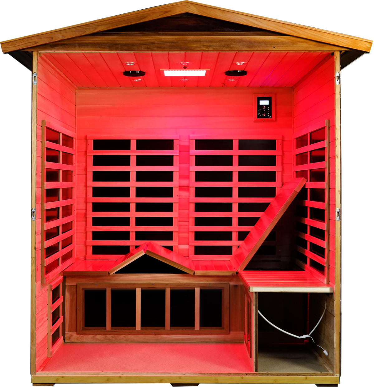 LTCCDSS Ultra-Low EMF Outdoor Infrared Sauna 2 Person, Composite Wood Far Infrared Sauna for Home, EMF 0.1-1mG, Bluetooth & Chromotherapy