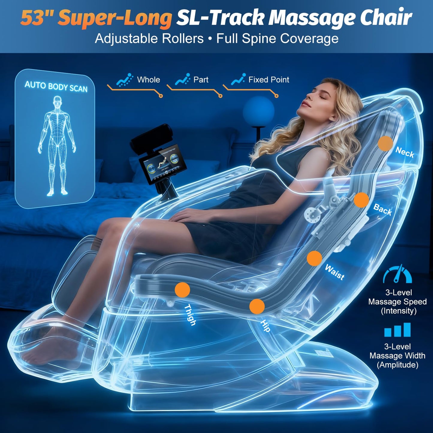 Massage Chair Full Body, 2026 Zero Gravity SL-Track Shiatsu Massage Chairs Recliner with AI Voice, LED Backlight Remote Control, Waist & Calf Heating, Phone Joystick and Holder, G6 Black