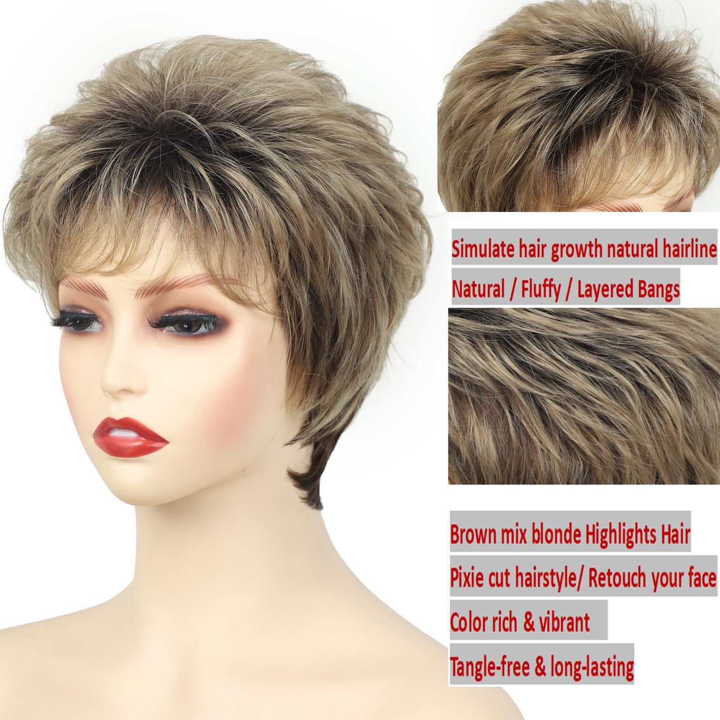 Women's Short Curly Silve Gray Wig Old Lady Hair | Fluffy Short Natual Wave Grey Hair Wigs for White Women Grandma Synthetic Daily Halloween Cosplay Party Wig Easy Care