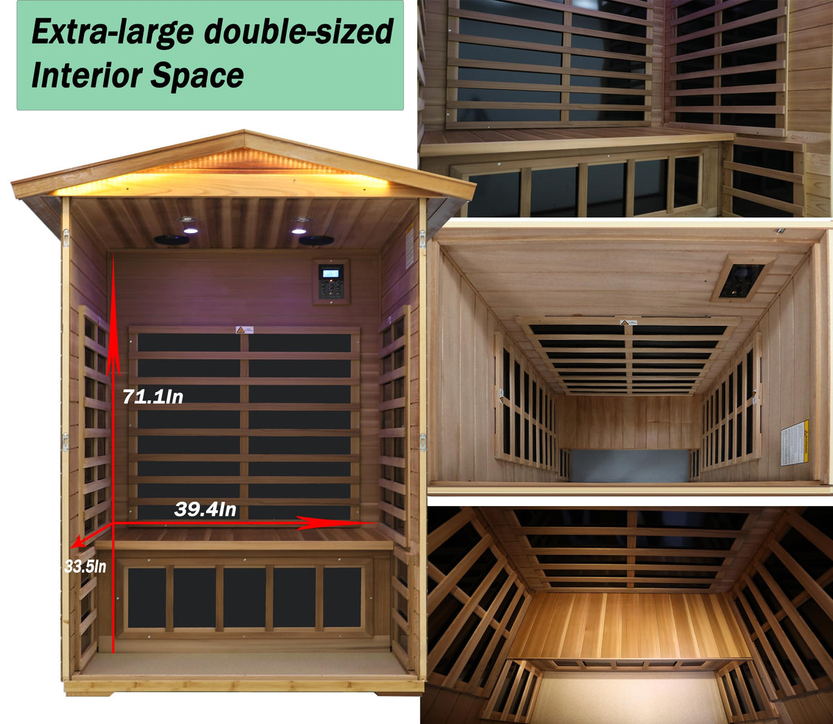 LTCCDSS Ultra-Low EMF Outdoor Infrared Sauna 2 Person, Composite Wood Far Infrared Sauna for Home, EMF 0.1-1mG, Bluetooth & Chromotherapy