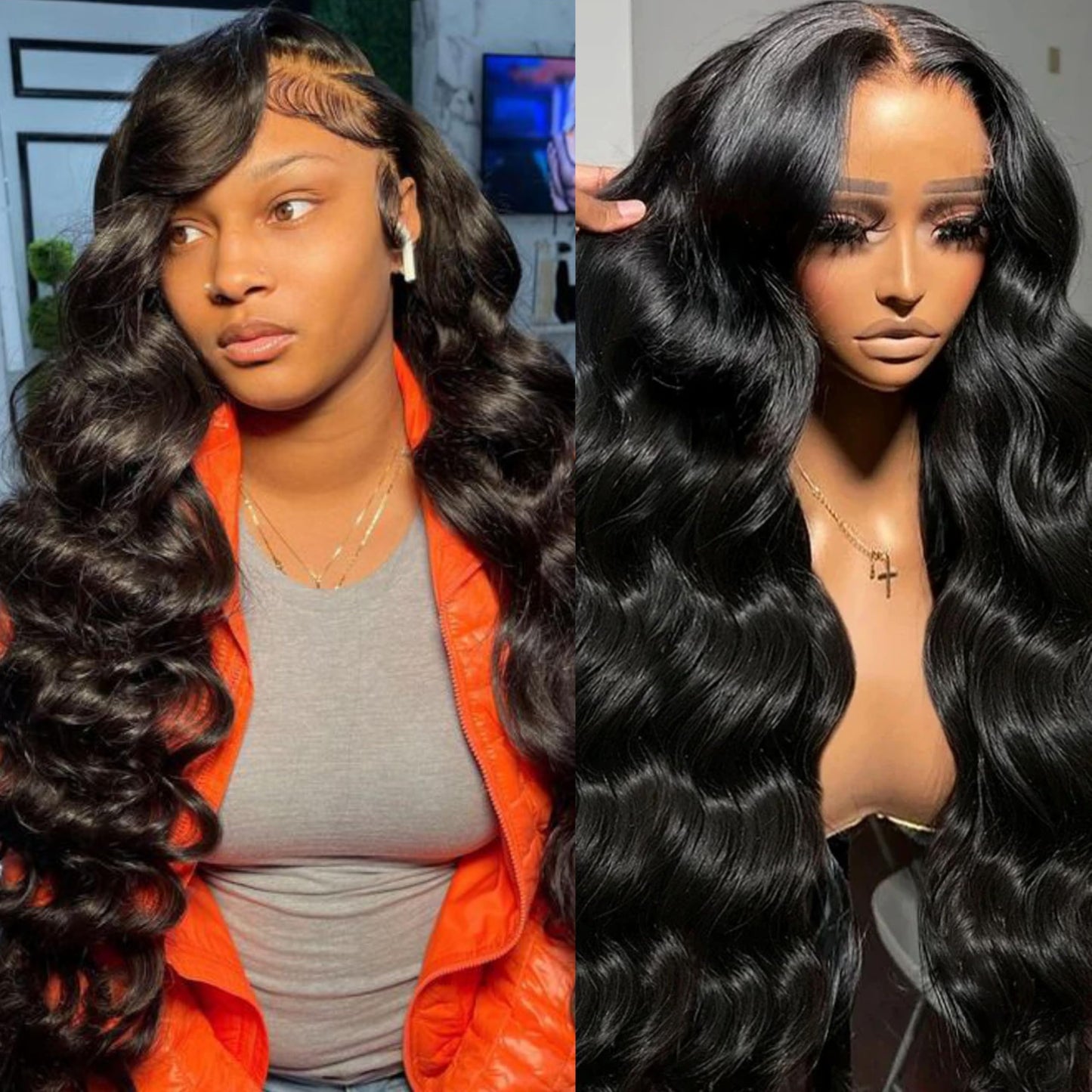 miear 360 Drawstring Lace Front Wigs Human Hair 4/27 Highlight Ombre Wig | 360 HD Full Lace Frontal Wig Body Wave Lace Front Wig Pre Plucked for Black Women 180% Density Honey Blonde Color 28inch