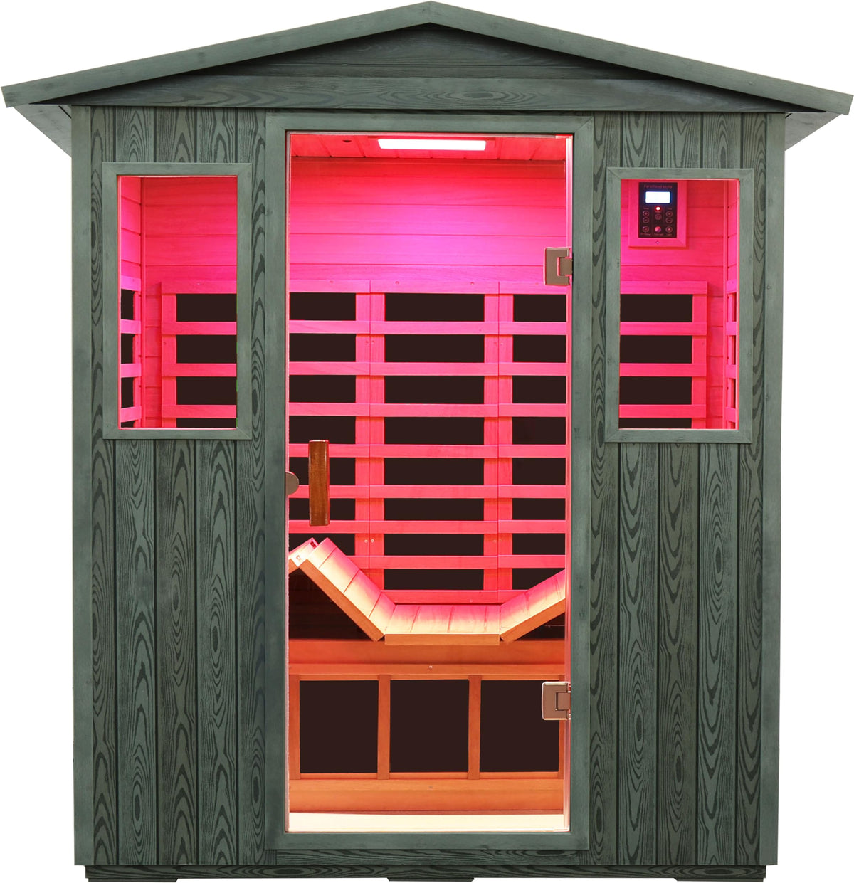 LTCCDSS Ultra-Low EMF Outdoor Infrared Sauna 2 Person, Composite Wood Far Infrared Sauna for Home, EMF 0.1-1mG, Bluetooth & Chromotherapy
