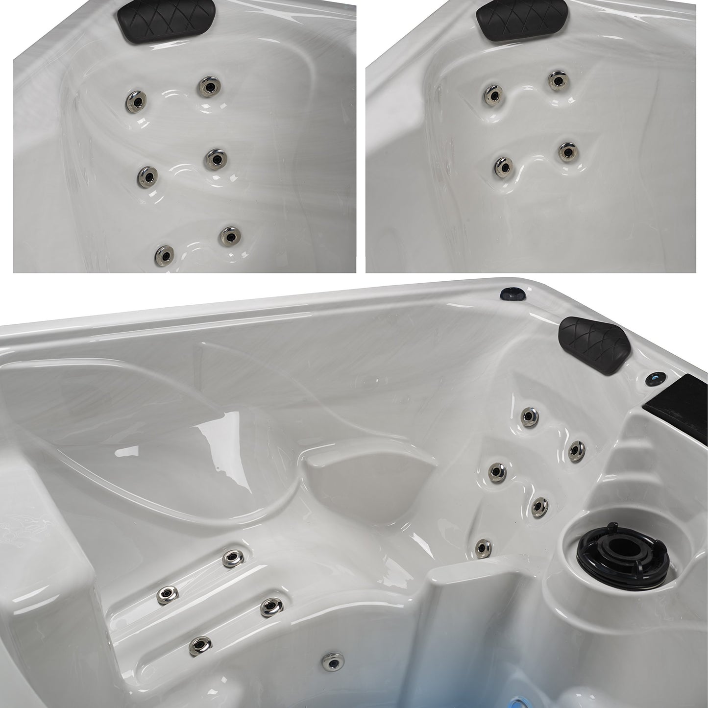 Destination Outdoor Hot Tub, 5-Person 59-Jet 80-Port 4-Pump Lounger Spa with Waterfall Arch and Bluetooth Stereo by Aqualife by Strong Spas