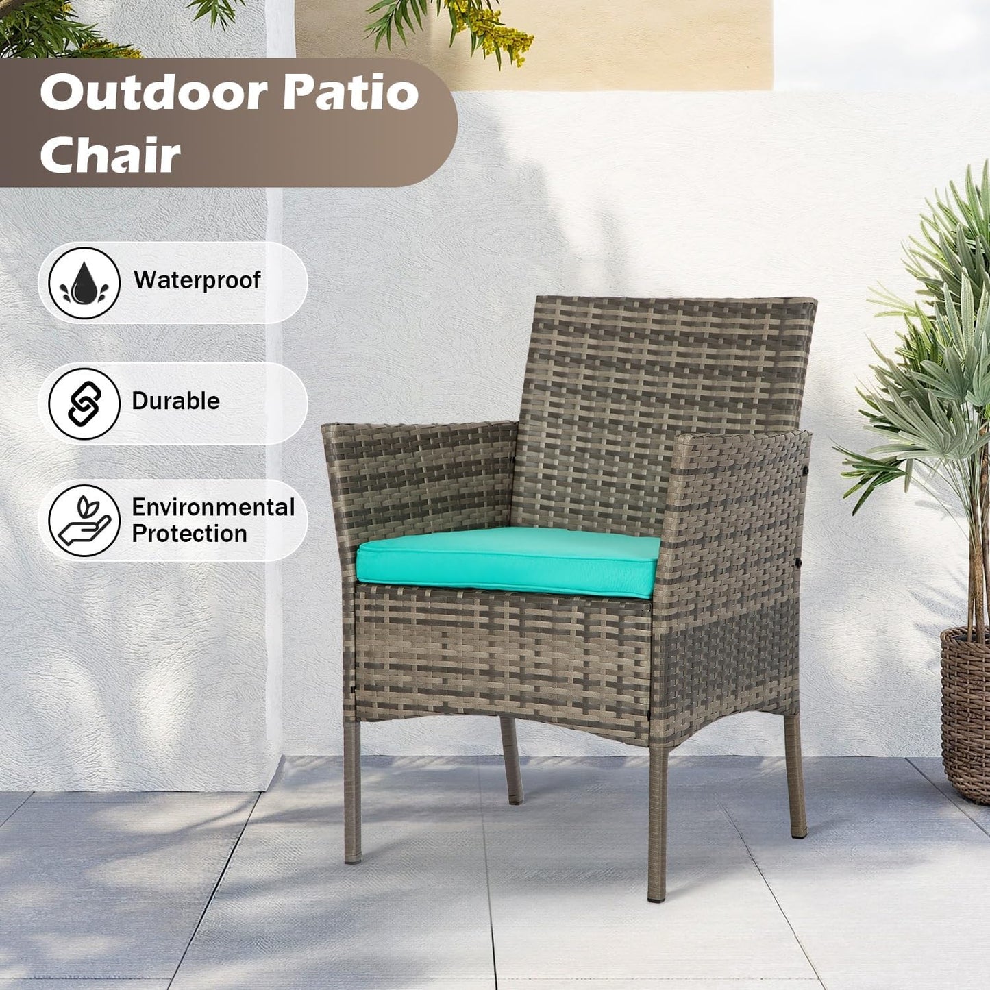 FDW 4-Piece Patio Furniture Set | Black | Outdoor Wicker Furniture | with Coffee Table | Modern Rattan Chairs Conversation Set | Outdoor Seating | Weather-Resistant | for Porch, Garden, Lawn