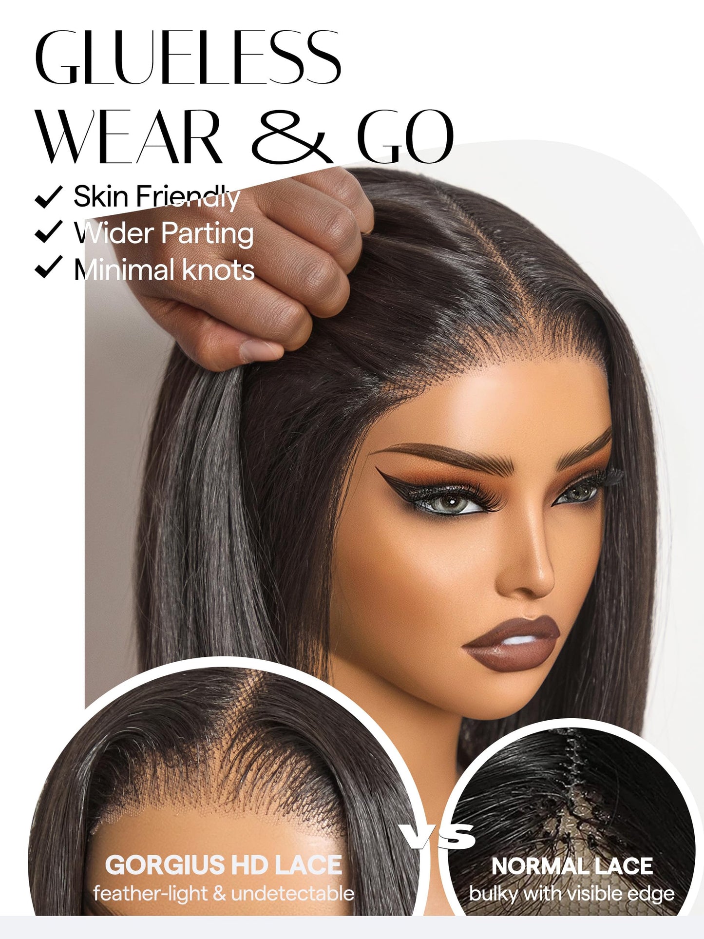 GORGIUS Blonde Bob Wig with Highlights Glueless Straight Short Synthetic Lace Front Wigs For Women Pre Cut Pre Plucked Side Part Hairline 12 Inch
