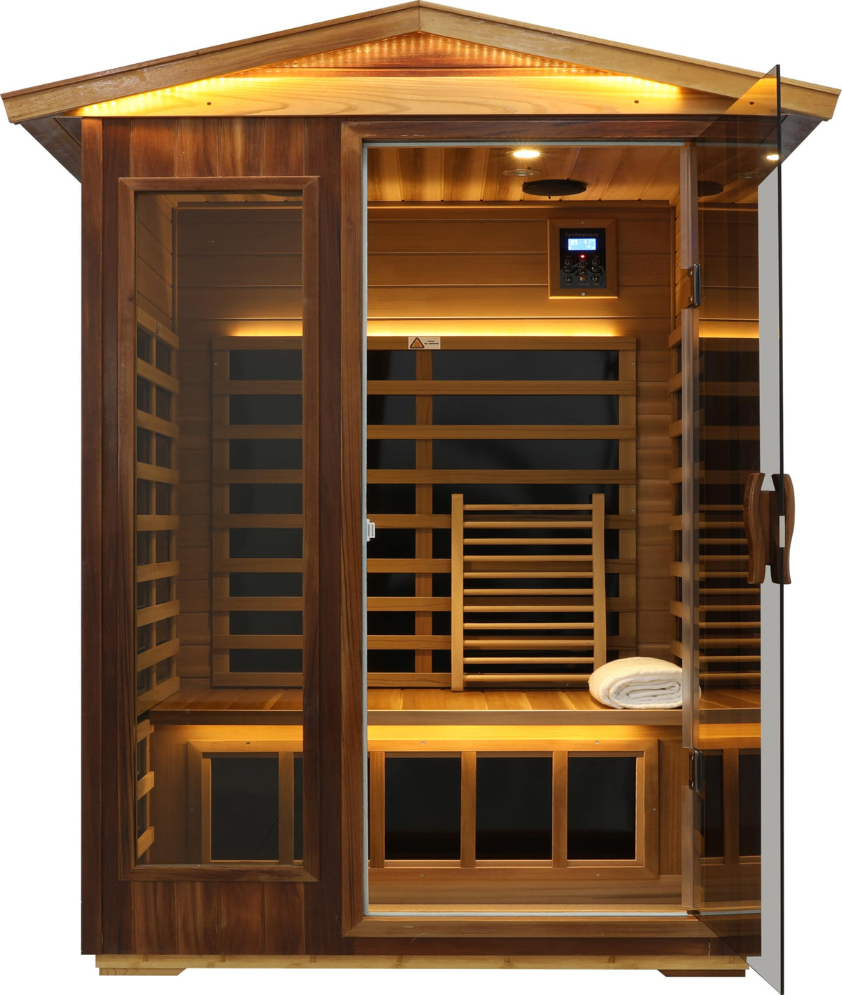LTCCDSS Ultra-Low EMF Outdoor Infrared Sauna 2 Person, Composite Wood Far Infrared Sauna for Home, EMF 0.1-1mG, Bluetooth & Chromotherapy