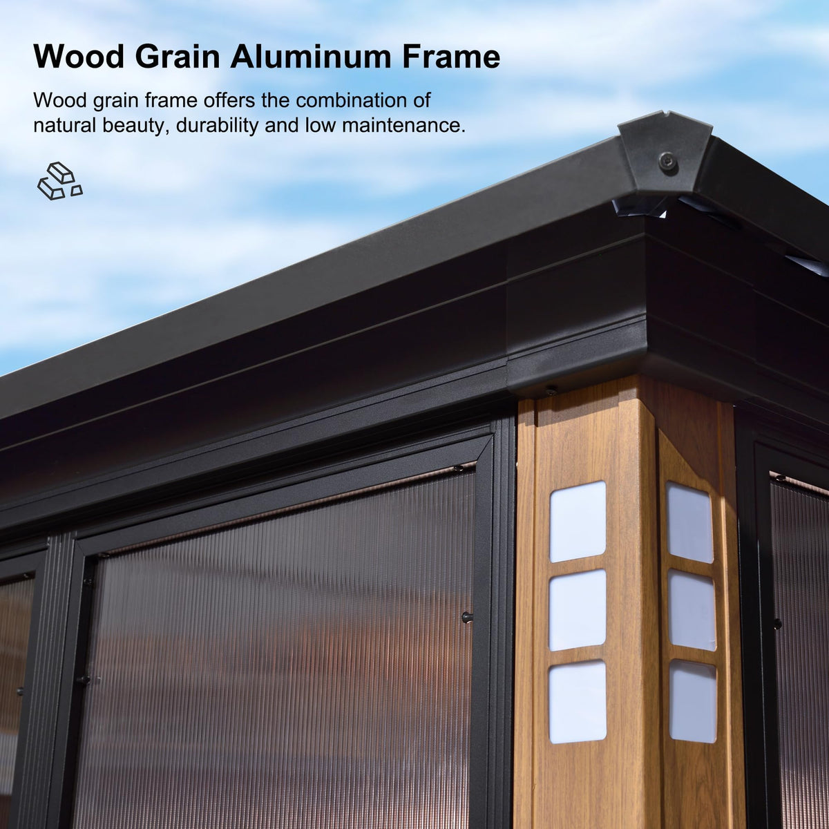 PURPLE LEAF Sunroom 12' x 14' Solarium Double Roof Gazebo, Sliding Doors