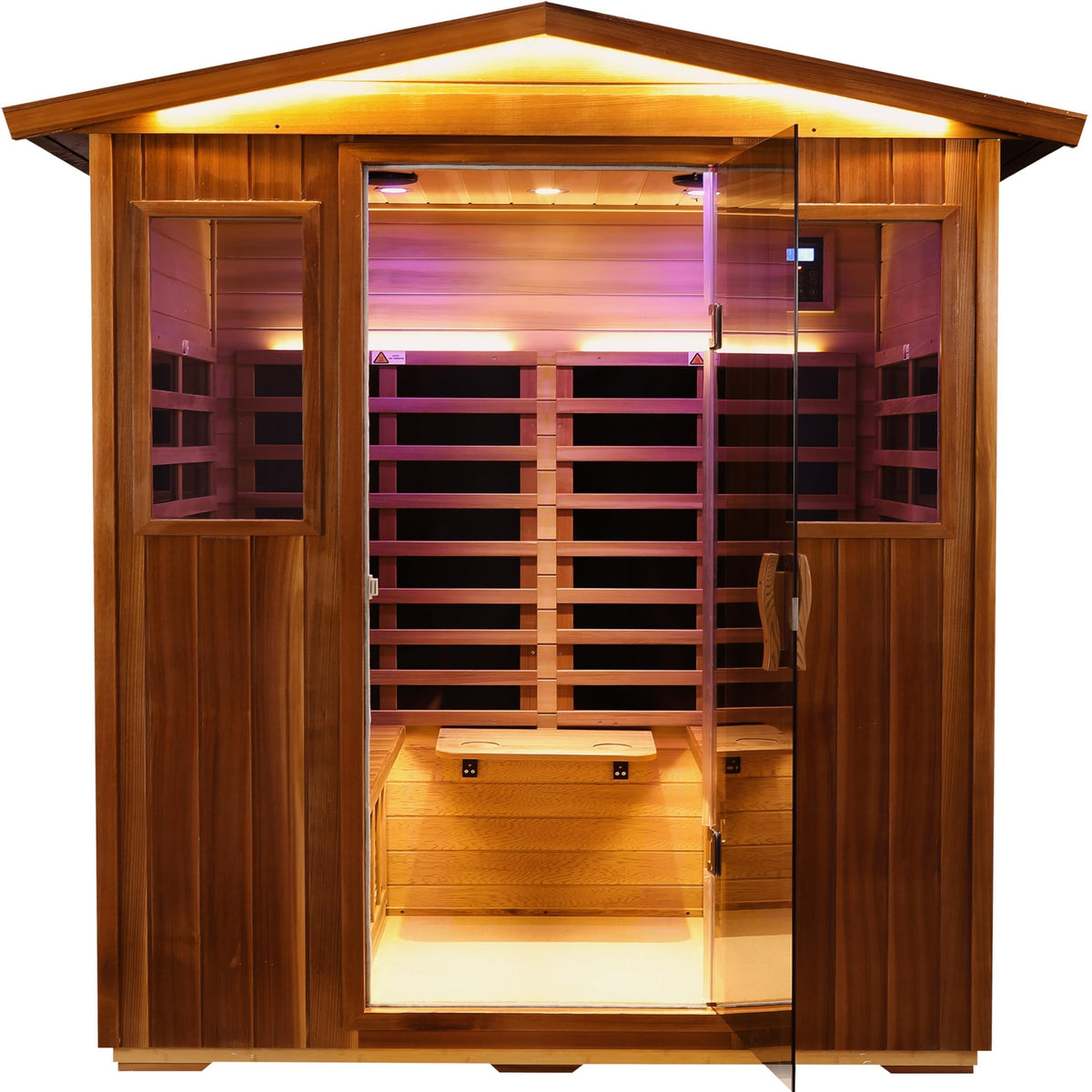 LTCCDSS Ultra-Low EMF Outdoor Infrared Sauna 2 Person, Composite Wood Far Infrared Sauna for Home, EMF 0.1-1mG, Bluetooth & Chromotherapy
