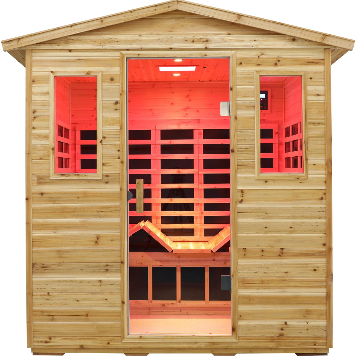 LTCCDSS Ultra-Low EMF Outdoor Infrared Sauna 2 Person, Composite Wood Far Infrared Sauna for Home, EMF 0.1-1mG, Bluetooth & Chromotherapy