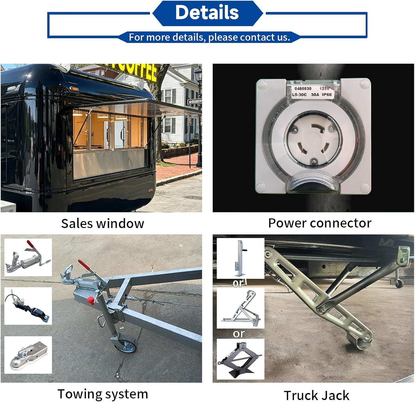 10ft Black Mobile Coffee Trailer for Sale, Commercial Food Truck with DOT | Mini Concession Truck for Beverage and Fast Snack, Retro Food Cart with Custom Services for Office Buildings