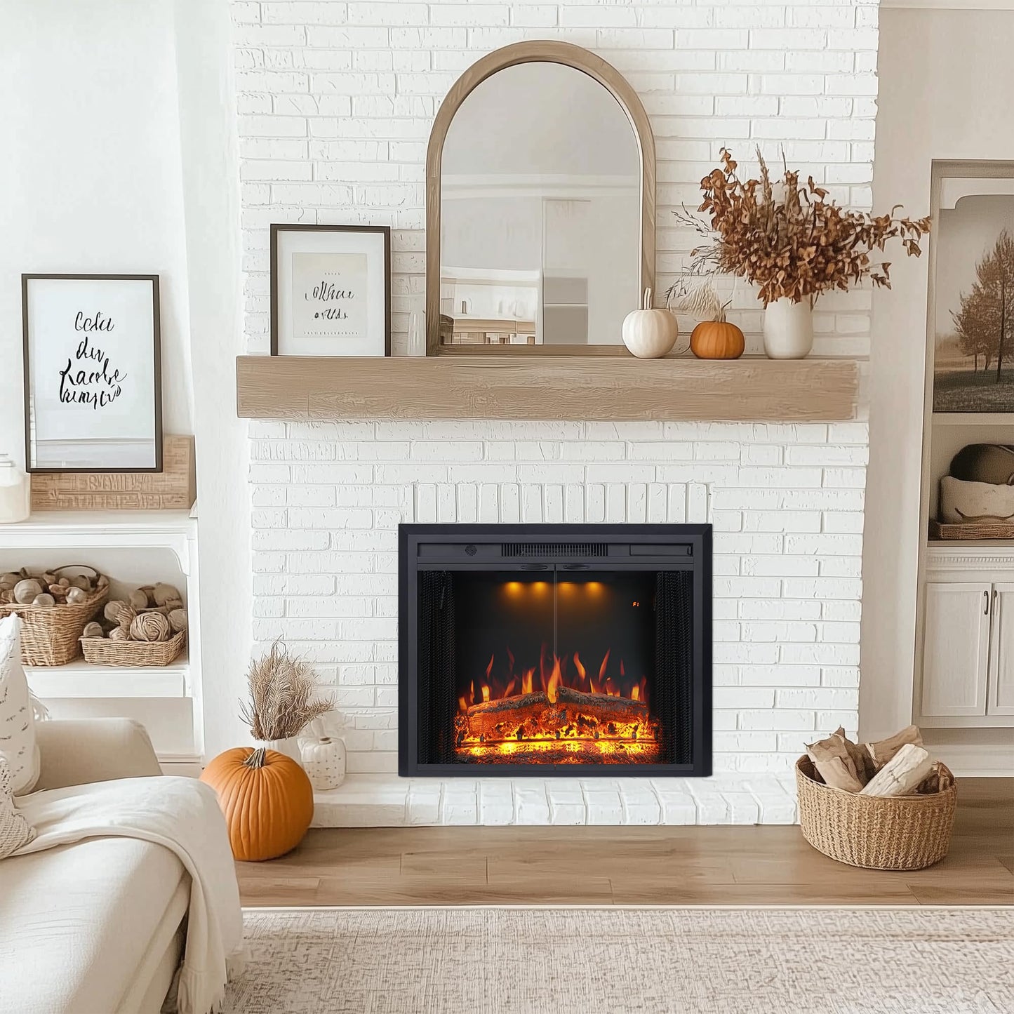 Valuxhome 40” W Electric Fireplace Insert with Log Speaker for Crackling Sound, 750W(Low)/1500W(high) for Heating, Independent Function for Heating and Changing Colors, Overheating Protection