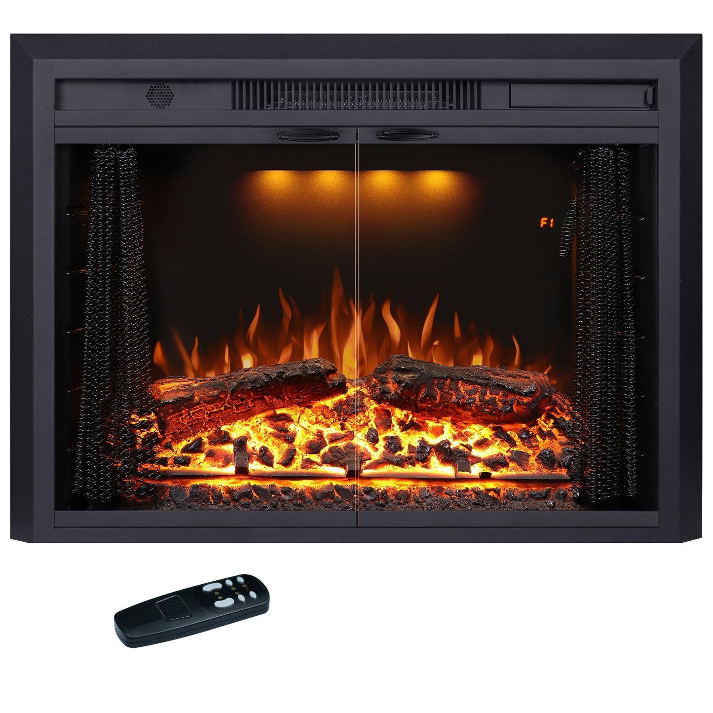 Valuxhome 40” W Electric Fireplace Insert with Log Speaker for Crackling Sound, 750W(Low)/1500W(high) for Heating, Independent Function for Heating and Changing Colors, Overheating Protection