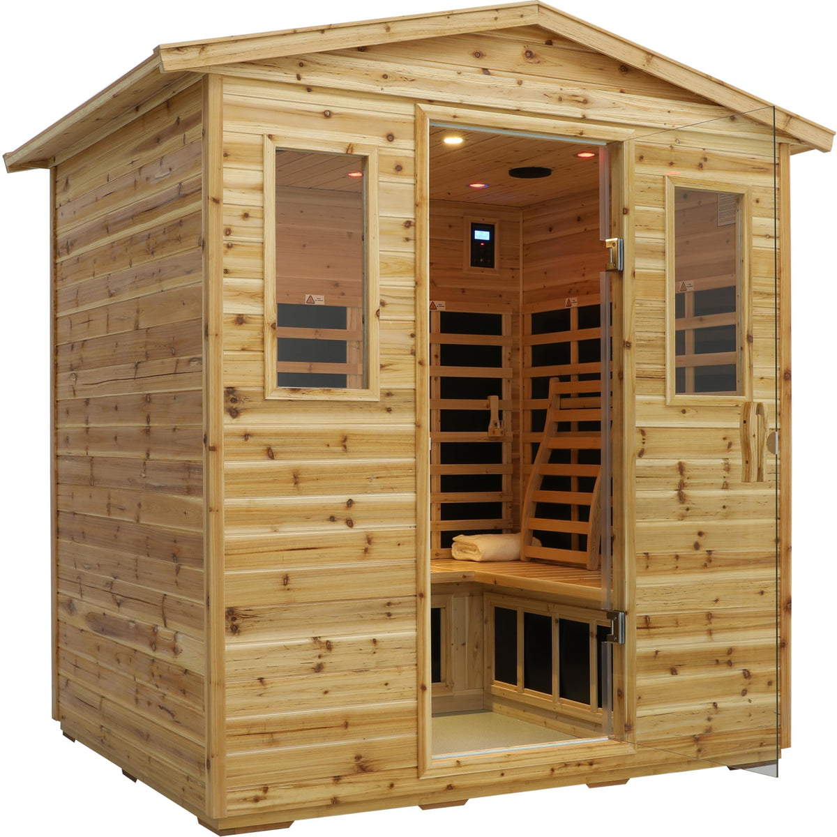 LTCCDSS Ultra-Low EMF Outdoor Infrared Sauna 2 Person, Composite Wood Far Infrared Sauna for Home, EMF 0.1-1mG, Bluetooth & Chromotherapy