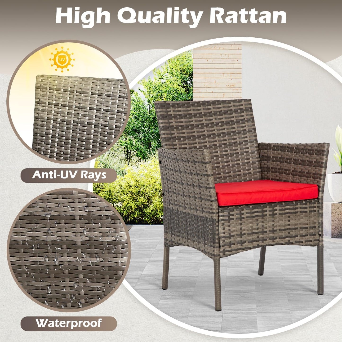 FDW 4-Piece Patio Furniture Set | Black | Outdoor Wicker Furniture | with Coffee Table | Modern Rattan Chairs Conversation Set | Outdoor Seating | Weather-Resistant | for Porch, Garden, Lawn