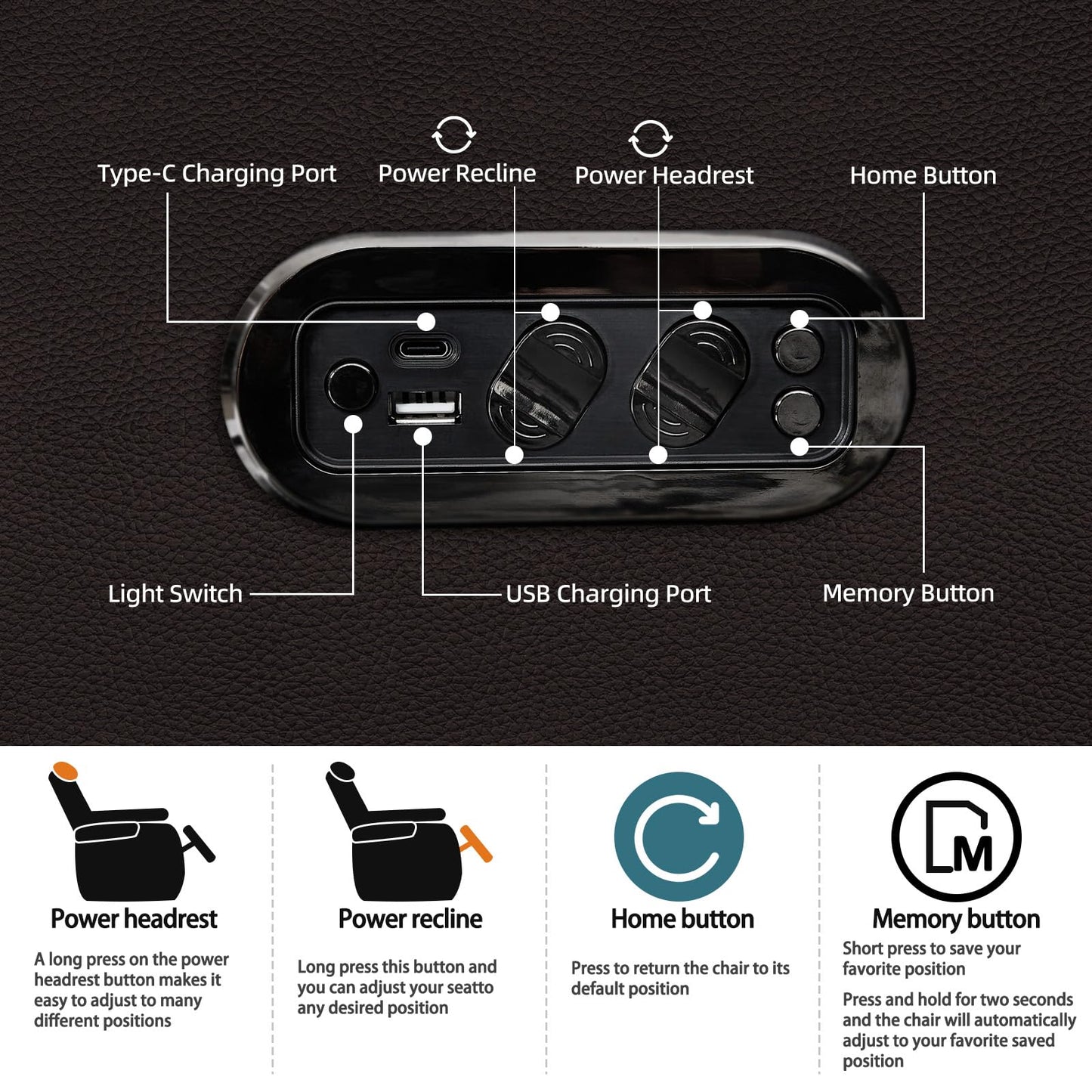 comfiroom Top-Grain Leather Home Theater Seating, Dual-Motor Power Recliner | Classic Series Black Zero Gravity Motorized Theater Chair with USB-C Charging, Adjustable Headrest, Tray Table, Row of 1