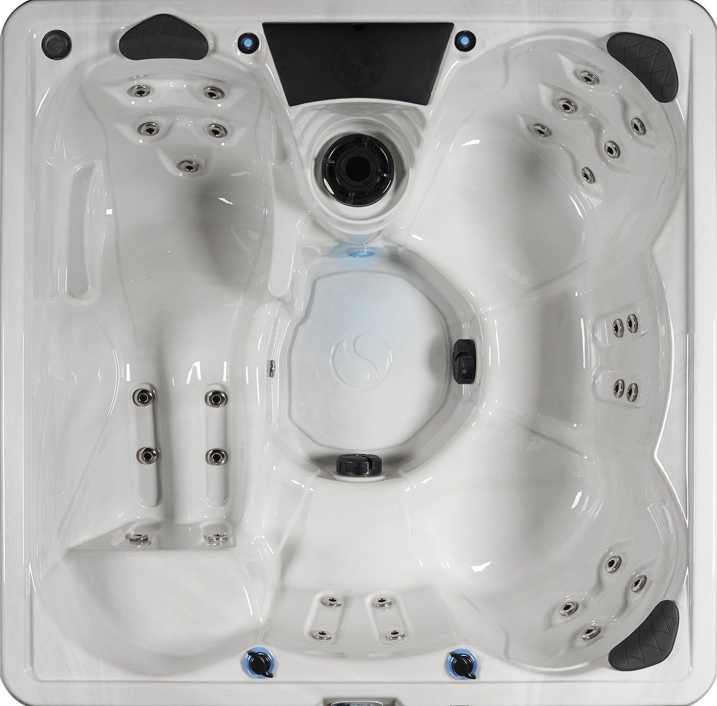 Destination Outdoor Hot Tub, 5-Person 59-Jet 80-Port 4-Pump Lounger Spa with Waterfall Arch and Bluetooth Stereo by Aqualife by Strong Spas