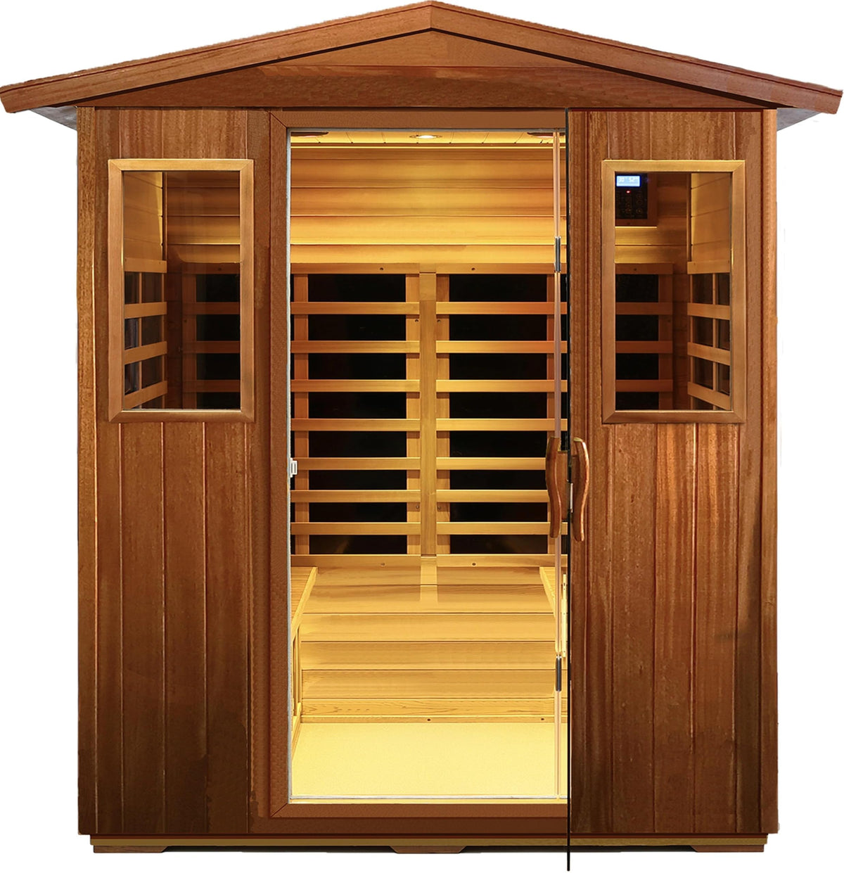 LTCCDSS Ultra-Low EMF Outdoor Infrared Sauna 2 Person, Composite Wood Far Infrared Sauna for Home, EMF 0.1-1mG, Bluetooth & Chromotherapy