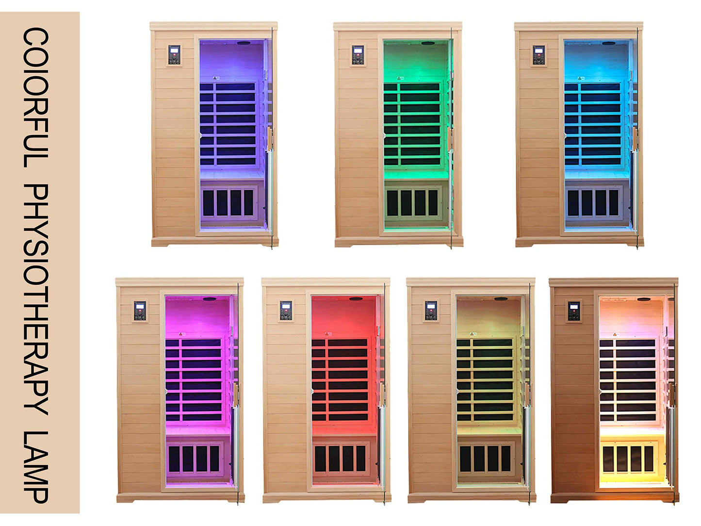 3 Person Infrared Sauna Ceramic Infrared Sauna w/Red Light Therapy | Far & Near Infrared Sauna Indoor, Low EMF Infrared Saunas for Home, Hemlock Deluxe Glass Home Sauna with Granite Backdrop