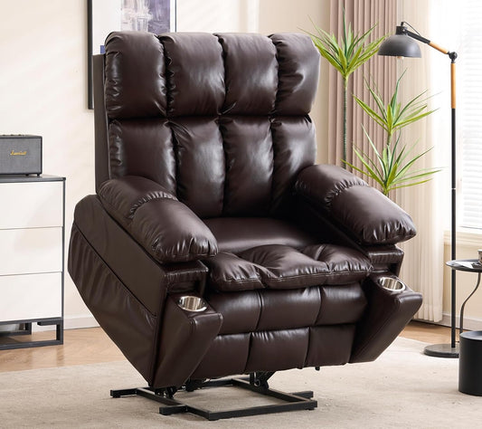 26" Oversized Recliner Dual Motor Power Lift Chair, Lay Flat Recliner Chair for Elderly with Headrest, Flip Arm Storage,Massage & Heat,Big man Recliner with Cupholders,USB Type C,Zero Gravity