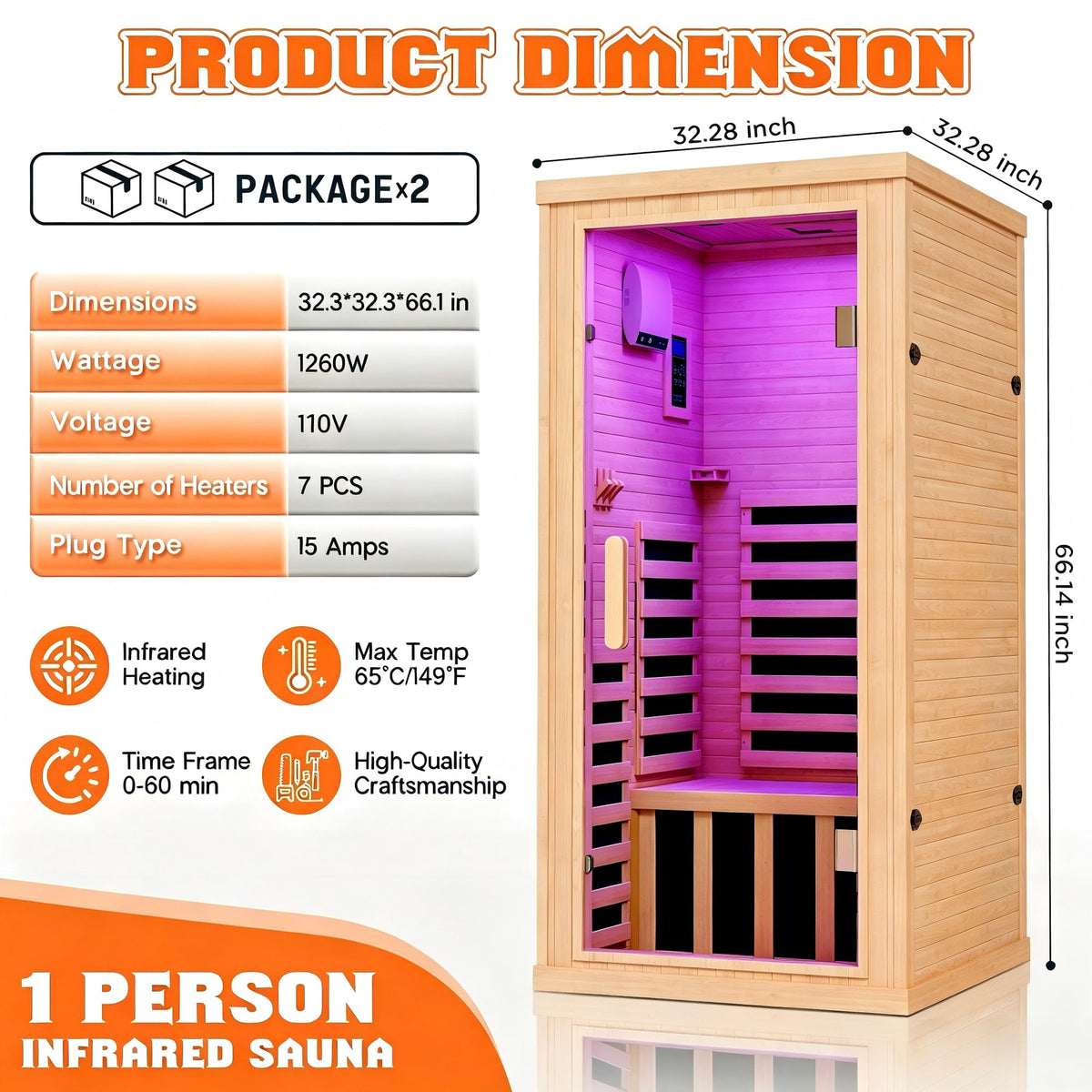 Albott 4 Person Infrared Sauna with 7-Color Light Therapy, Low EMF 2145W
