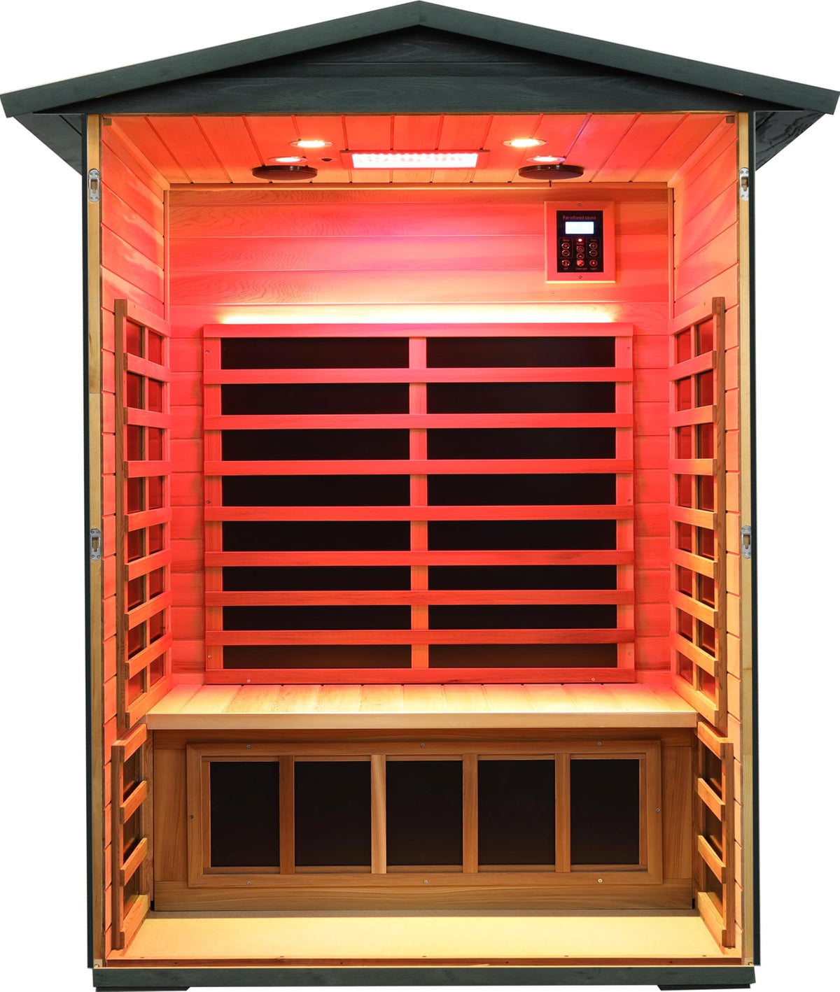 LTCCDSS Ultra-Low EMF Outdoor Infrared Sauna 2 Person, Composite Wood Far Infrared Sauna for Home, EMF 0.1-1mG, Bluetooth & Chromotherapy