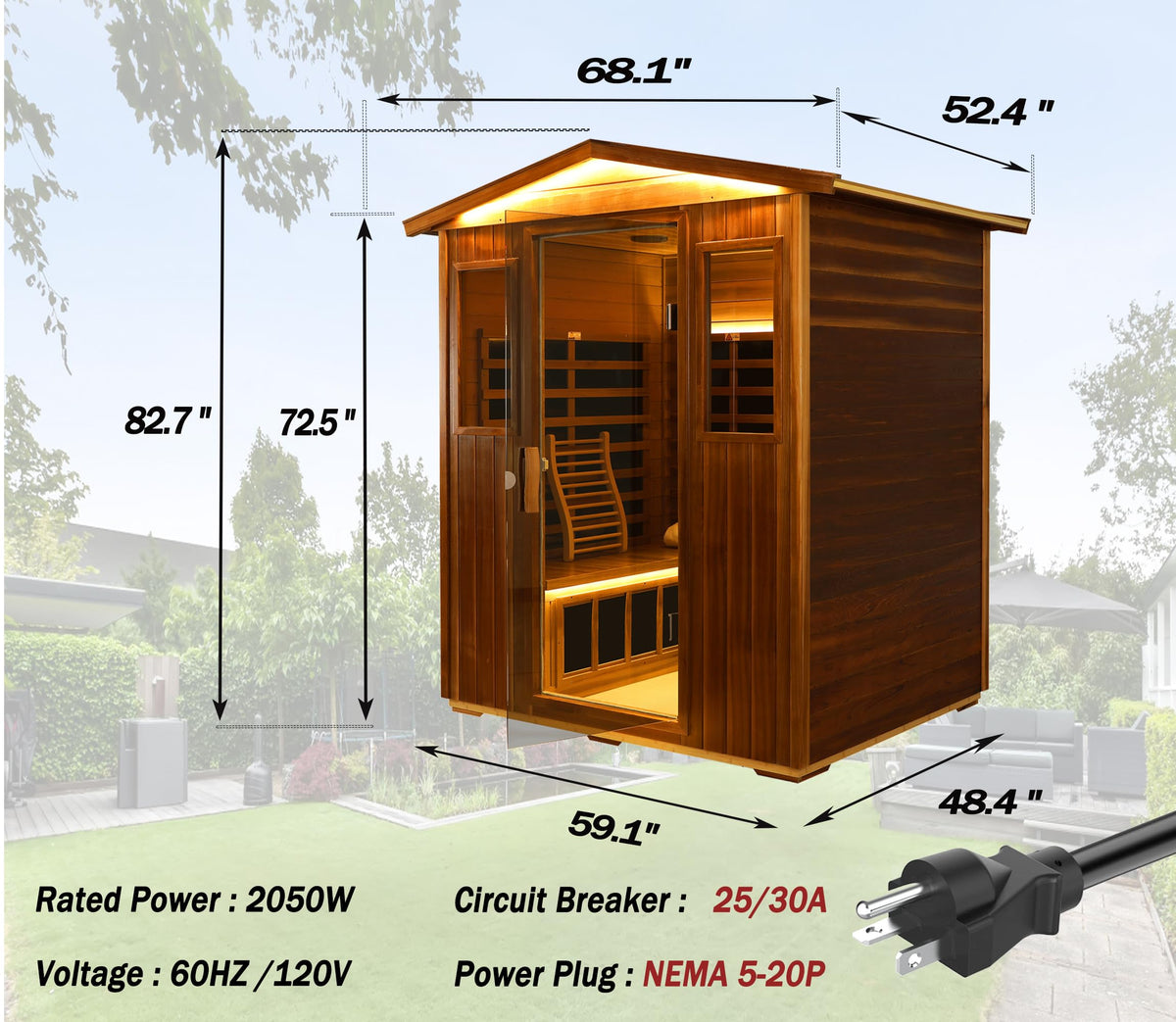 LTCCDSS Full Spectrum Outdoor Sauna 4 Person, Far Infrared, Low EMF, Chromotherapy & Bluetooth