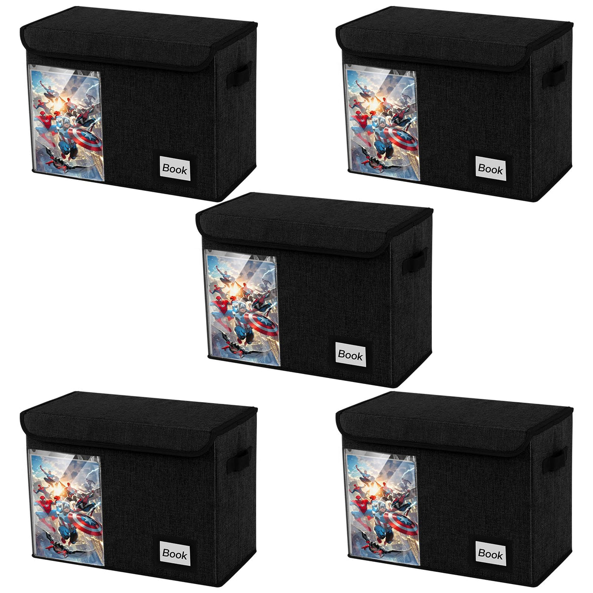 Comic Book Storage Box, 15.8" X 7.8" X 11.8", Heavy Duty Collapsible Holds 160-180 Comic Book Bin Container Holder Shelf (Cartoon Bombs)