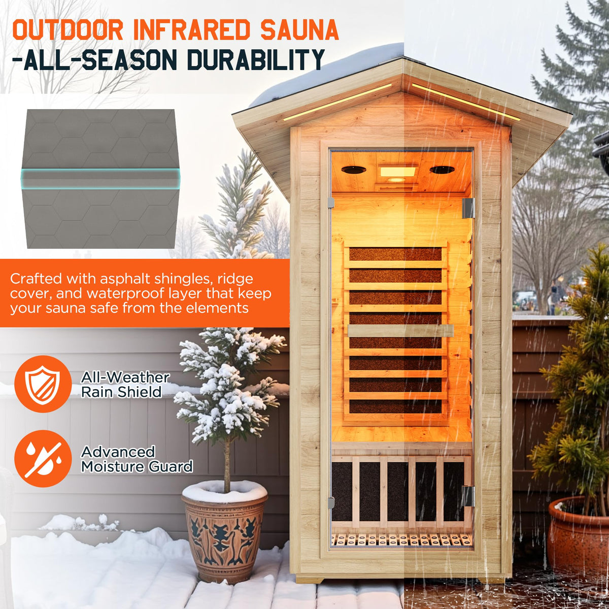 Albott 4 Person Infrared Sauna with 7-Color Light Therapy, Low EMF 2145W
