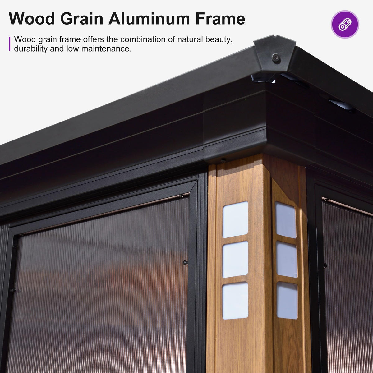 PURPLE LEAF Sunroom 12' x 14' Solarium Double Roof Gazebo, Sliding Doors