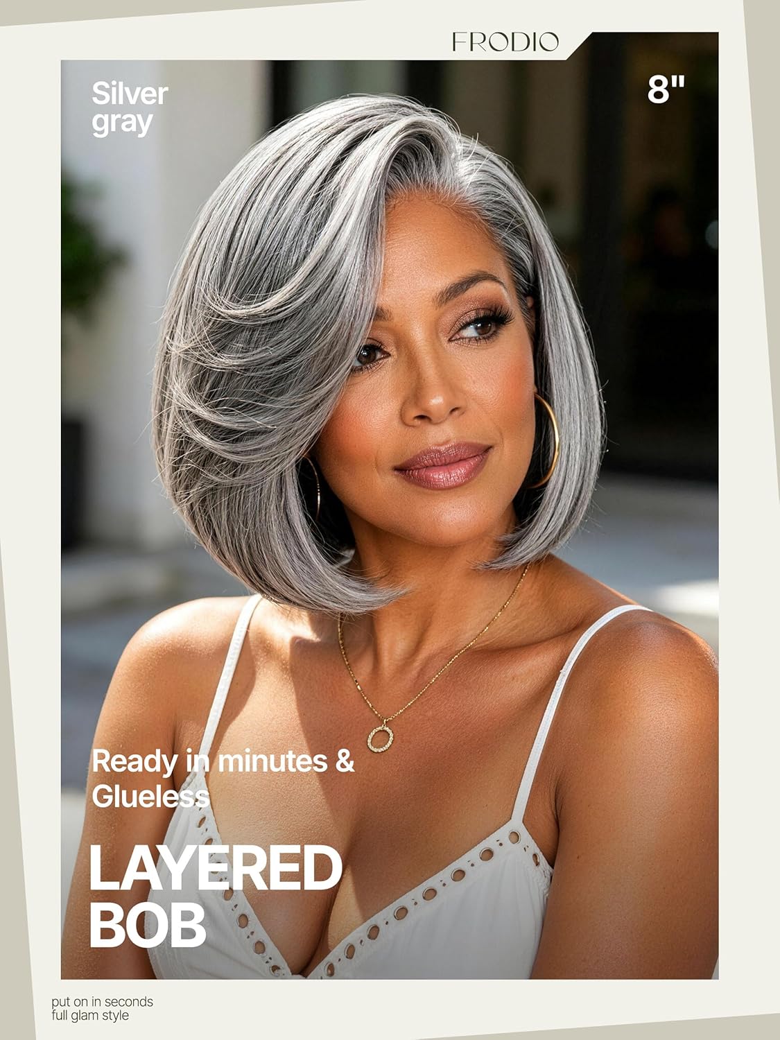 Short Straight Layered Bob Wig Glueless Wig for Black Women 8 Inch