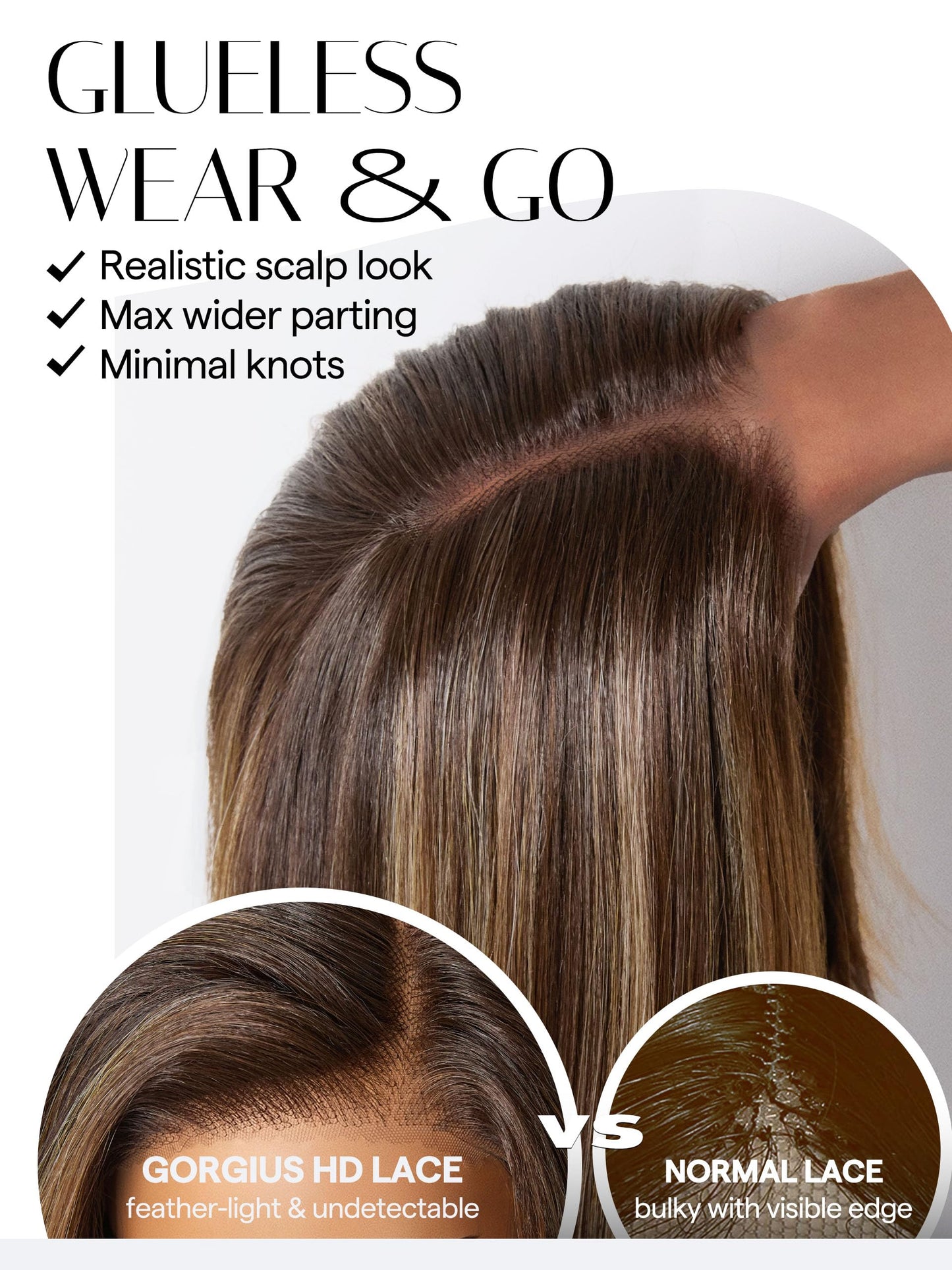 GORGIUS Blonde Bob Wig with Highlights Glueless Straight Short Synthetic Lace Front Wigs For Women Pre Cut Pre Plucked Side Part Hairline 12 Inch