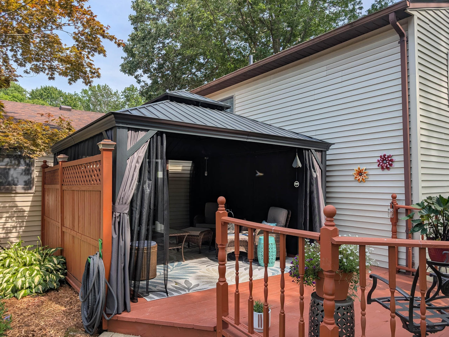 PURPLE LEAF Large Gazebo 12' X 24' with Galvanized Steel, Gray | 4.7" Thick Post, Built in Drainage, Windproof Cool Breeze, Snowproof & Rustproof, 260 GSM Textilene Netting, Fit Any Yard