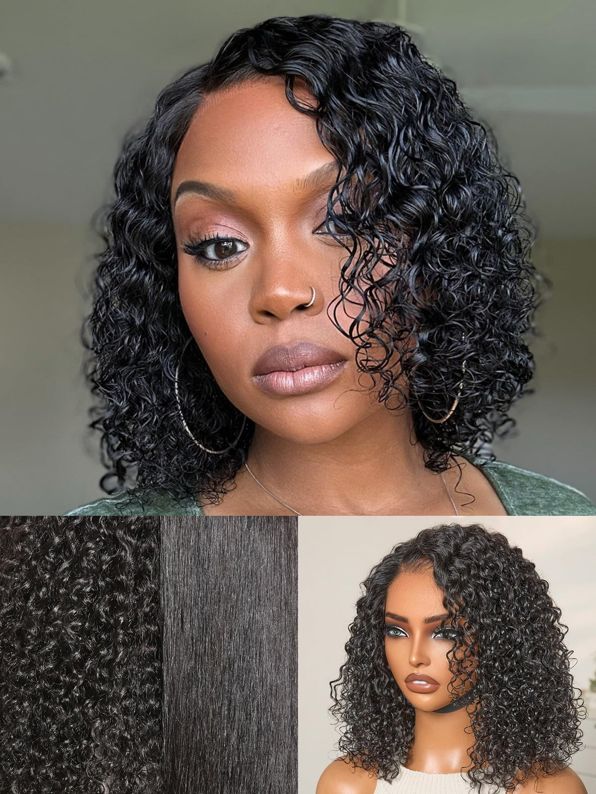 LUVME HAIR 6" Curly Pixie Cut Shotr Wig Glueless Wigs Human Hair Daily Wear | Pre Cut Plucked Undetectable HD Lace Wig Ready to Go Lace Bob Wig Short Curly Water Wave Natural-Looking Finish Glueless