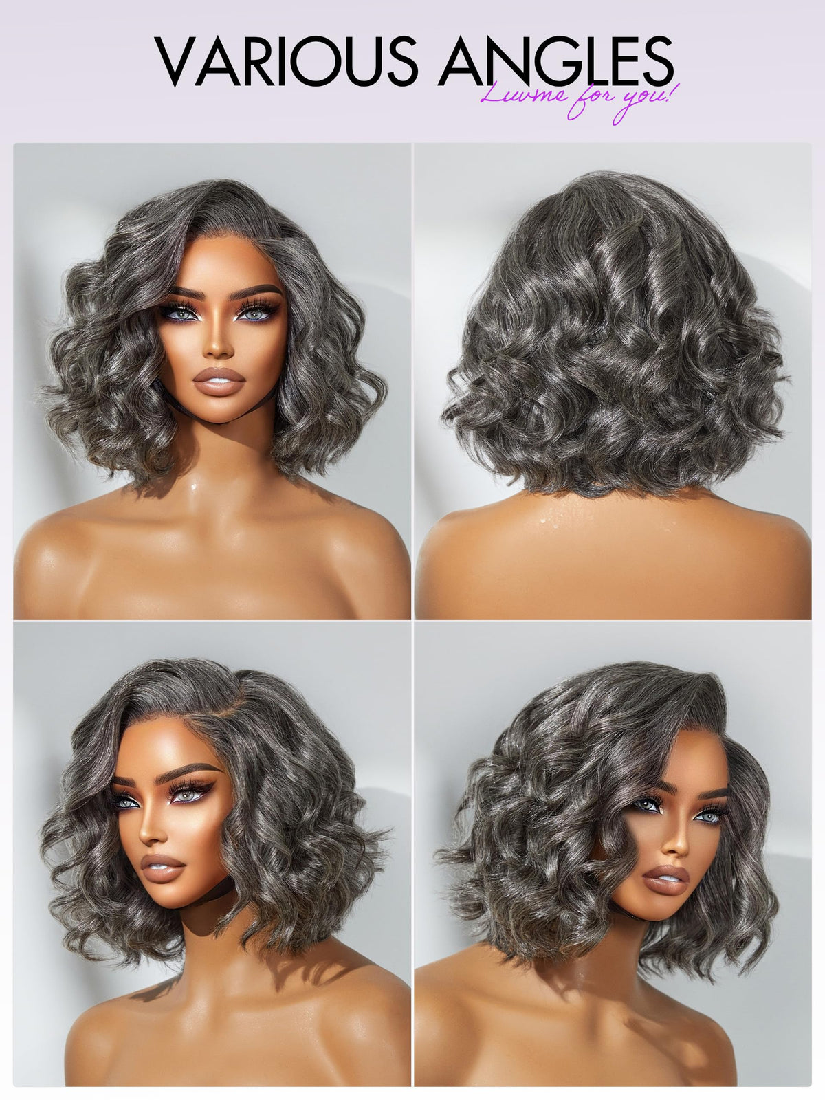 LUVME HAIR 6" Curly Pixie Cut Shotr Wig Glueless Wigs Human Hair Daily Wear | Pre Cut Plucked Undetectable HD Lace Wig Ready to Go Lace Bob Wig Short Curly Water Wave Natural-Looking Finish Glueless