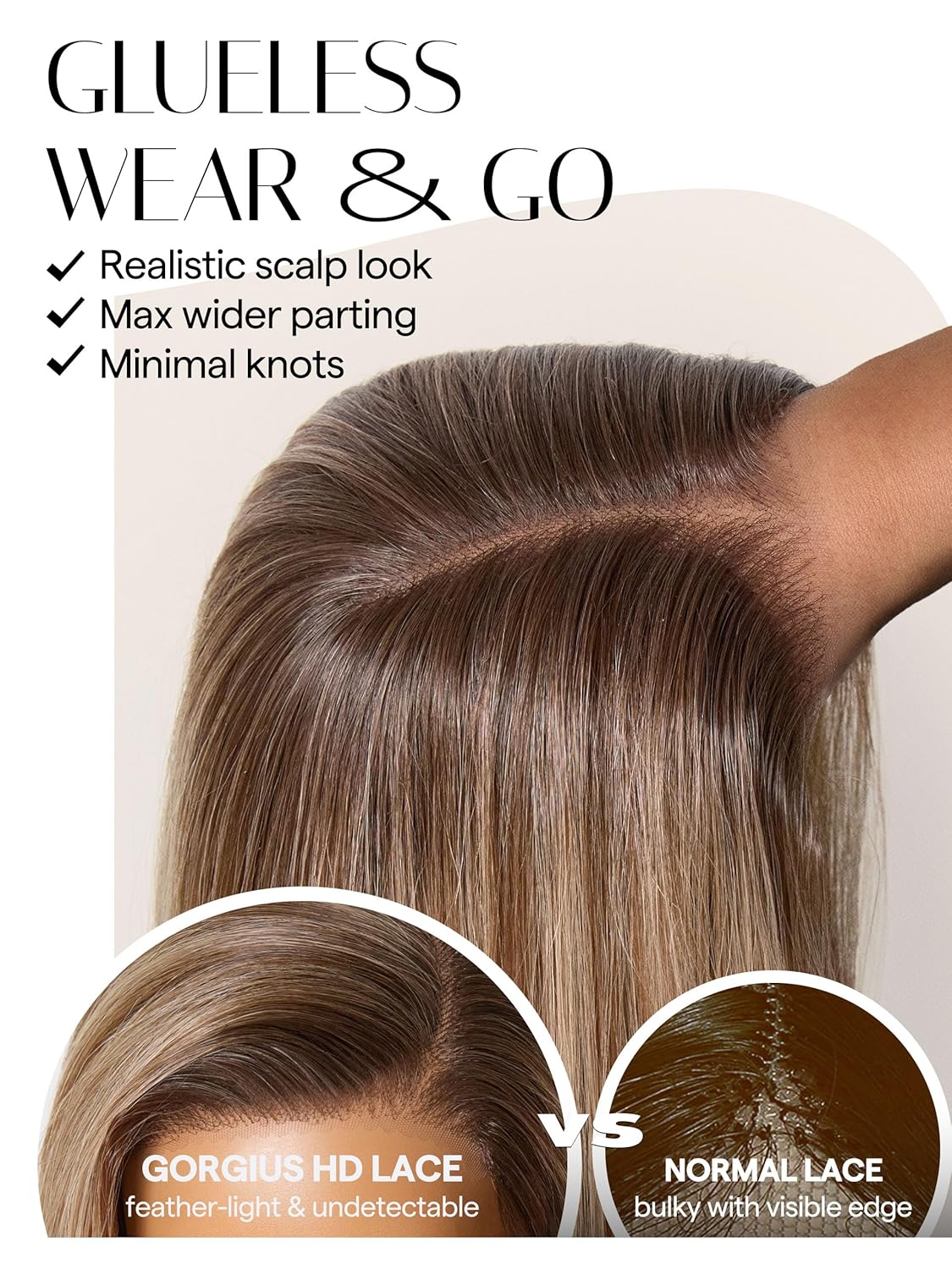 GORGIUS Blonde Bob Wig with Highlights Glueless Straight Short Synthetic Lace Front Wigs For Women Pre Cut Pre Plucked Side Part Hairline 12 Inch